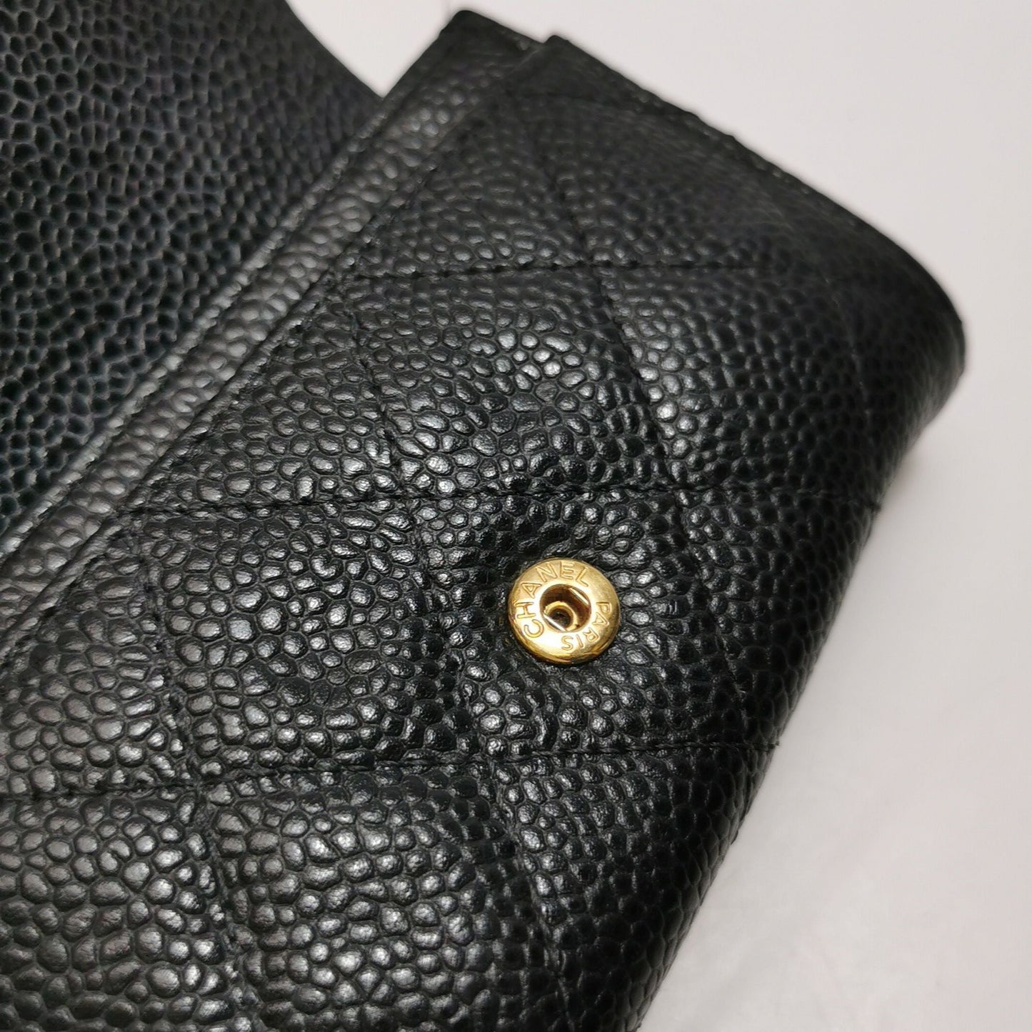 Preloved Chanel CC Bag Leather Solid Quilted Double C Logo Card Holder 250504781178163