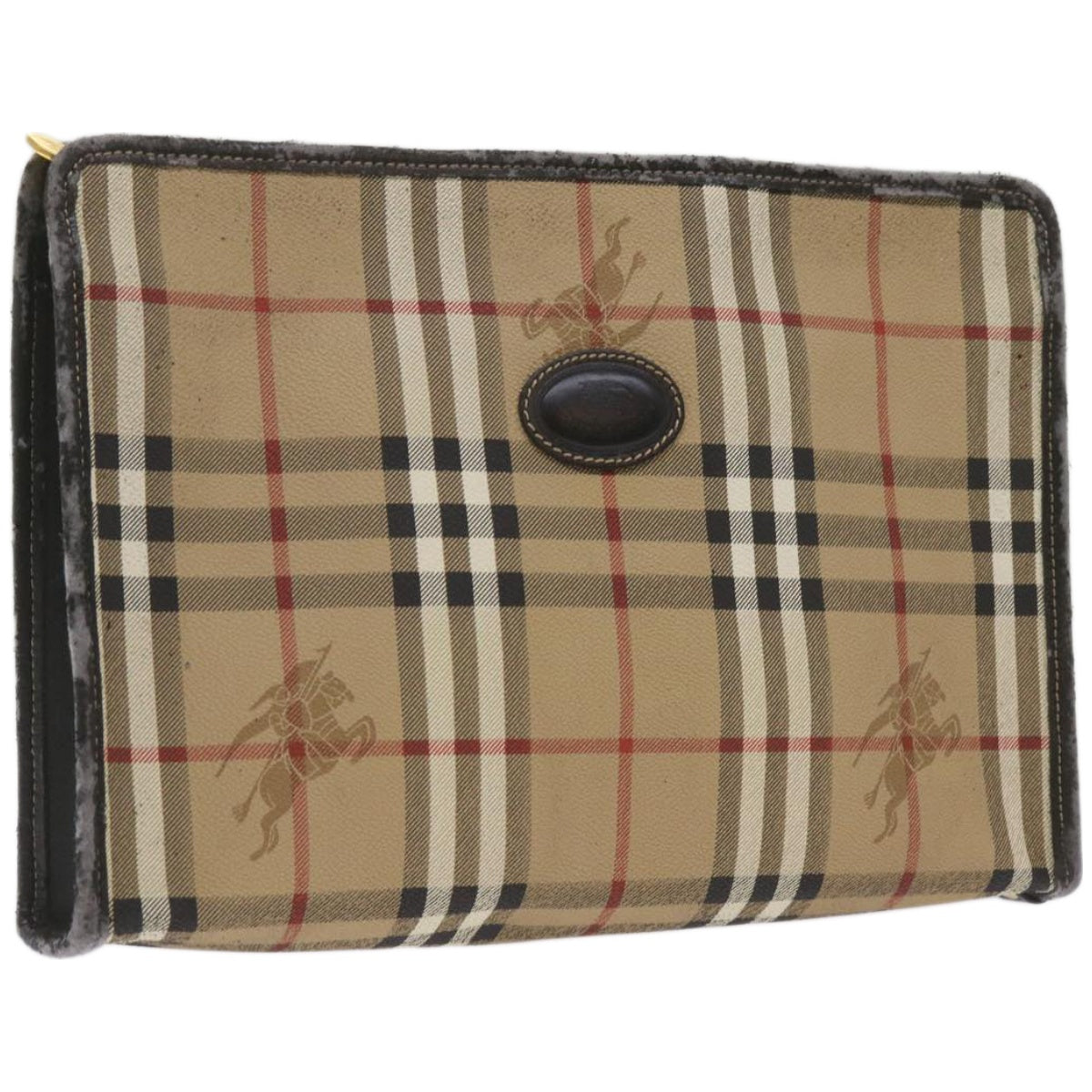Burberry Luxury ss Nova Check Clutch Bag Pvc Auth Beige Beige Auth 68216