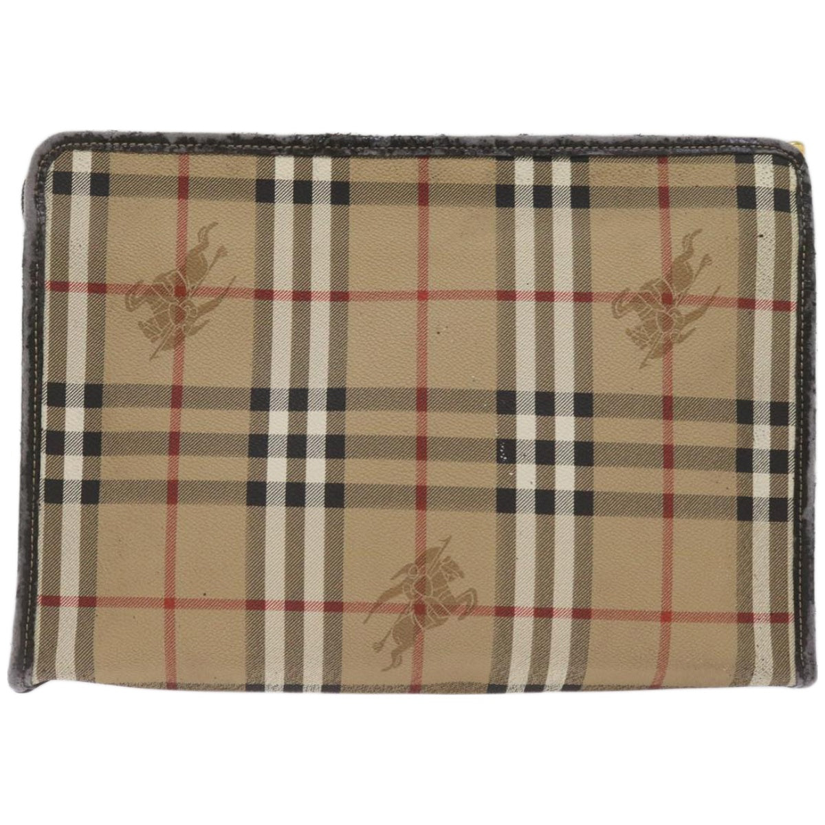Burberry Luxury ss Nova Check Clutch Bag Pvc Auth Beige Beige Auth 68216