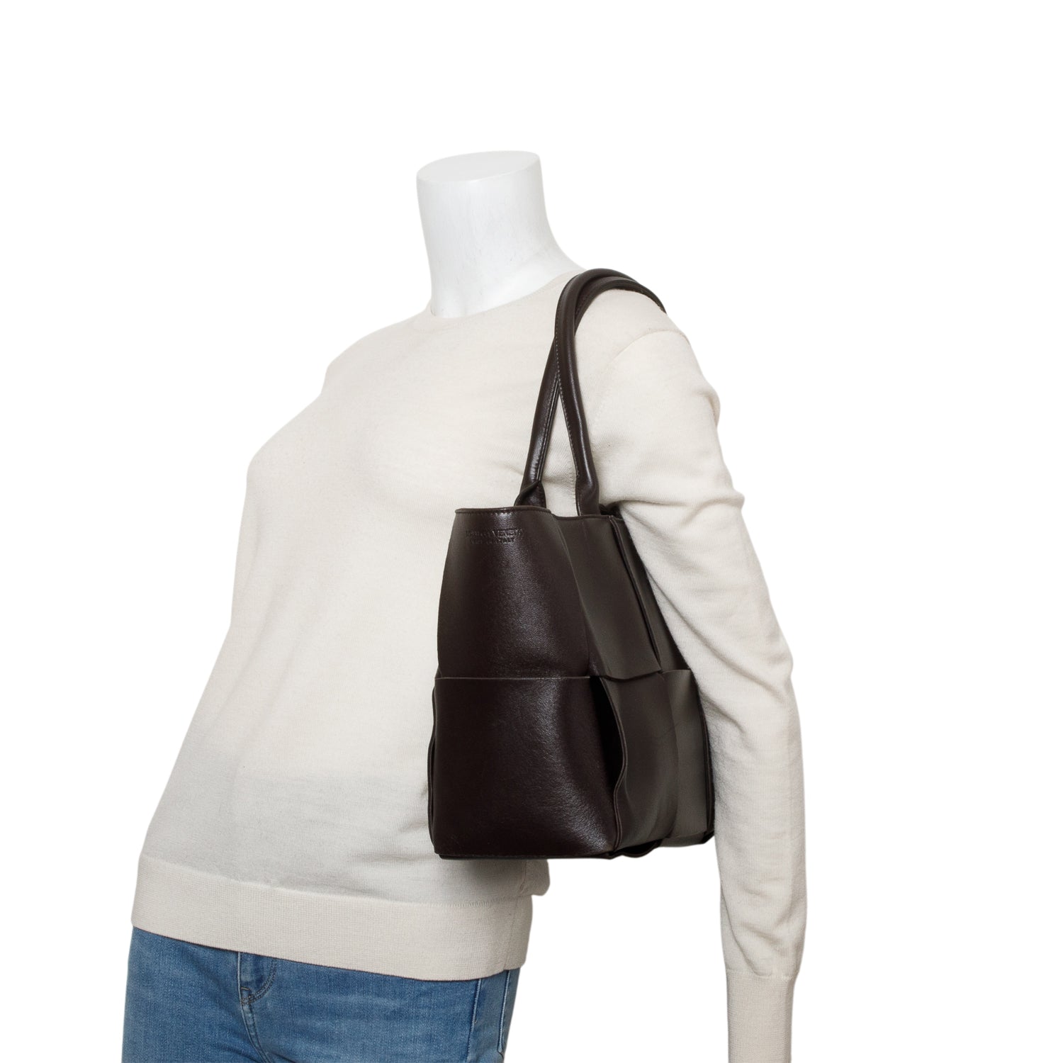 Bottega Veneta Maxi Intrecciato Arco Tote Bag Brown Small