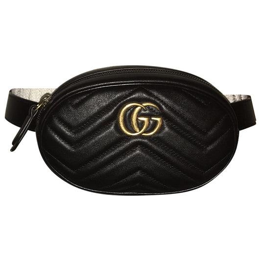 Gucci marmont black leather belt bag