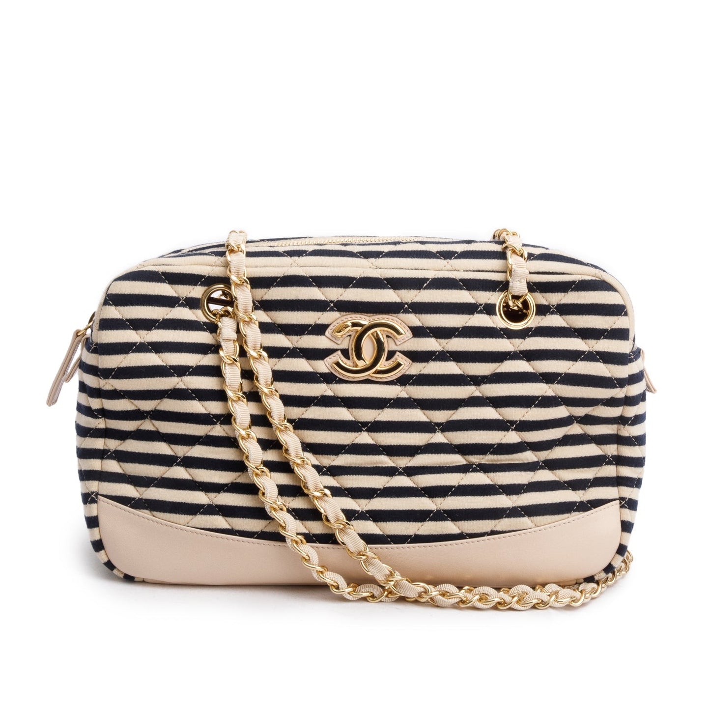 Chanel & Quilted Jersey Coco Sailor Black Beige Travel Bag Authenticity Card