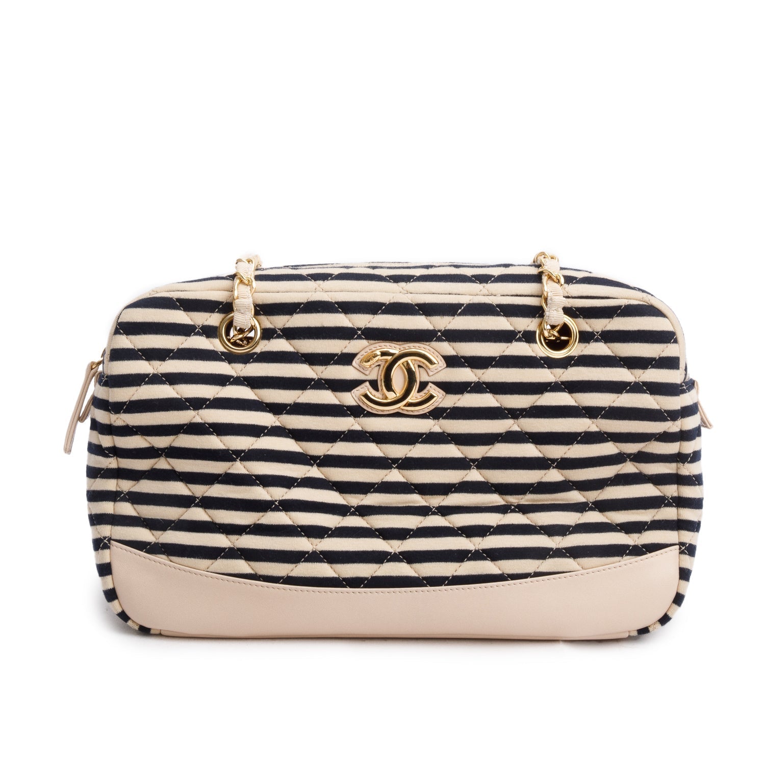 Chanel & Quilted Jersey Coco Sailor Black Beige Travel Bag Authenticity Card