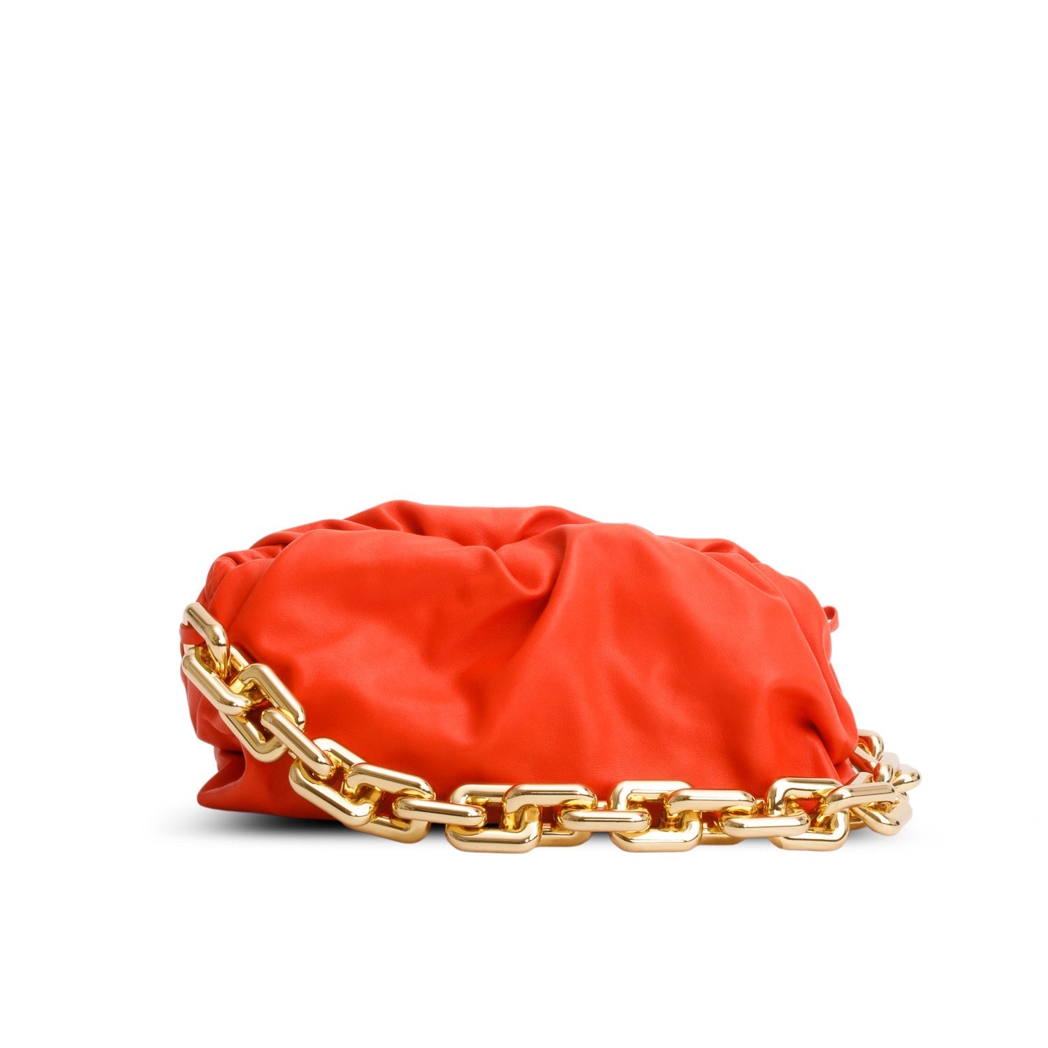 Bottega Veneta Orange Nappa The Pouch Travel Bag Leather Chain