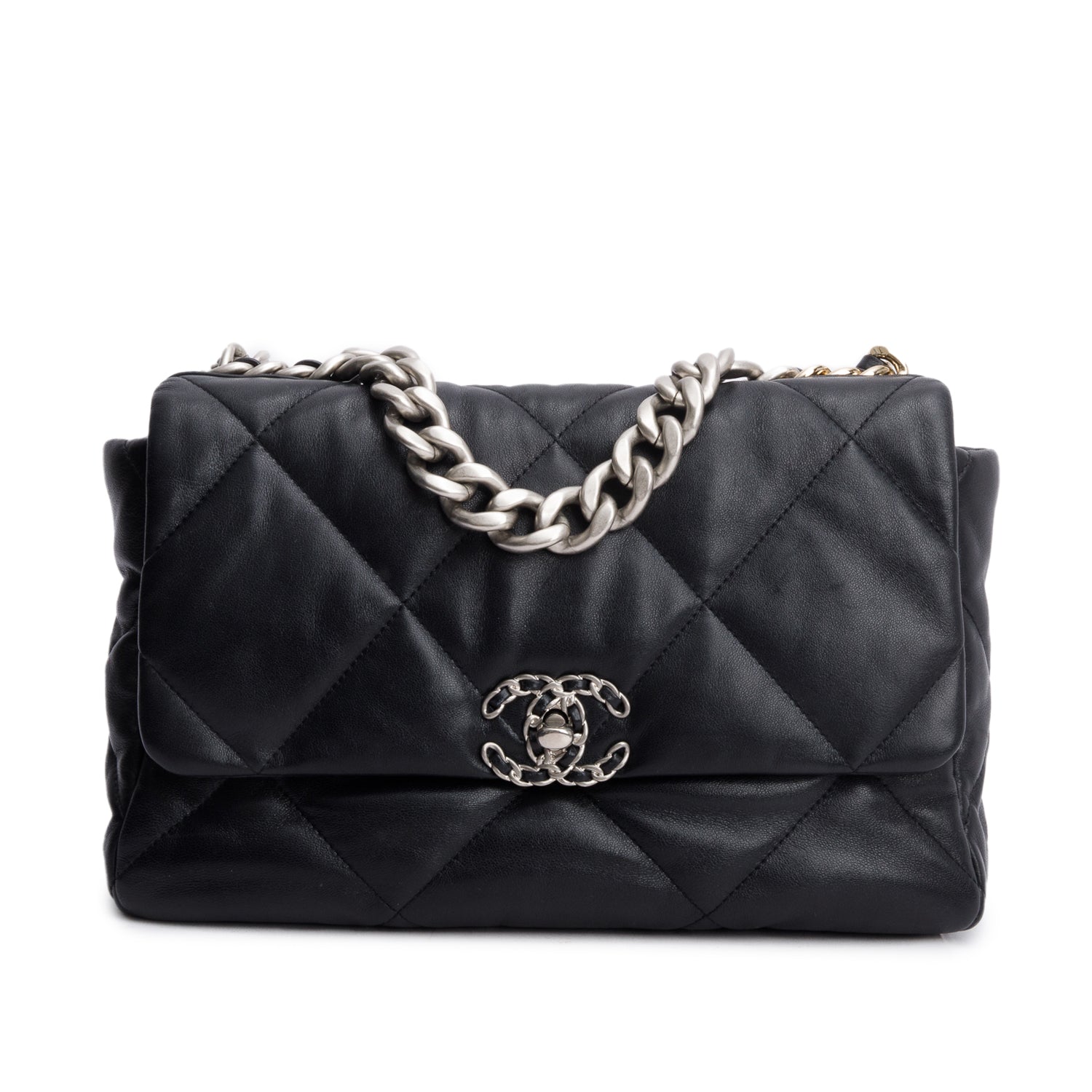 Chanel Quilted 19 Flap Lambskin Black Travel Bag W Receipt