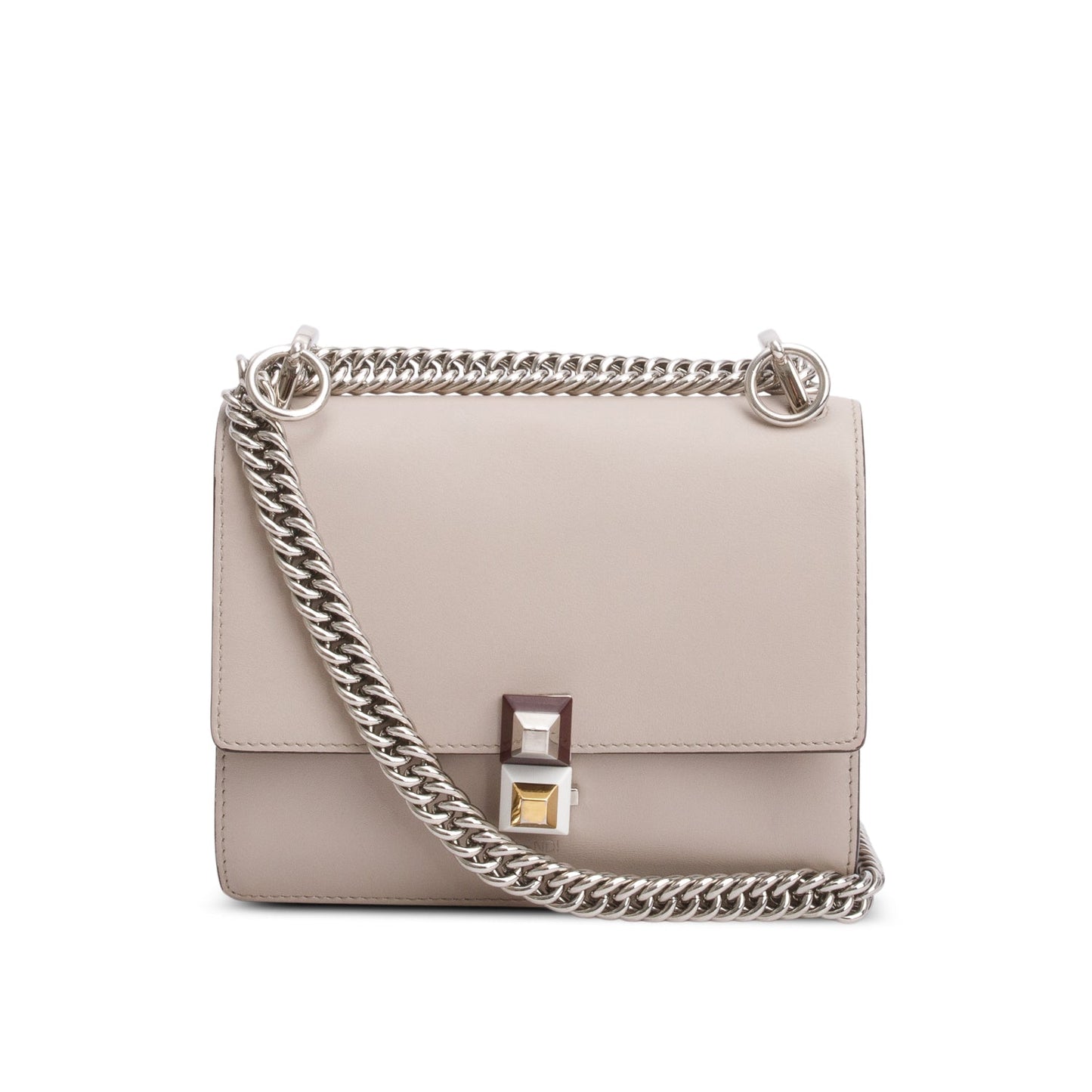 Fendi Calfskin Kan Shoulder Bag Leather Pink