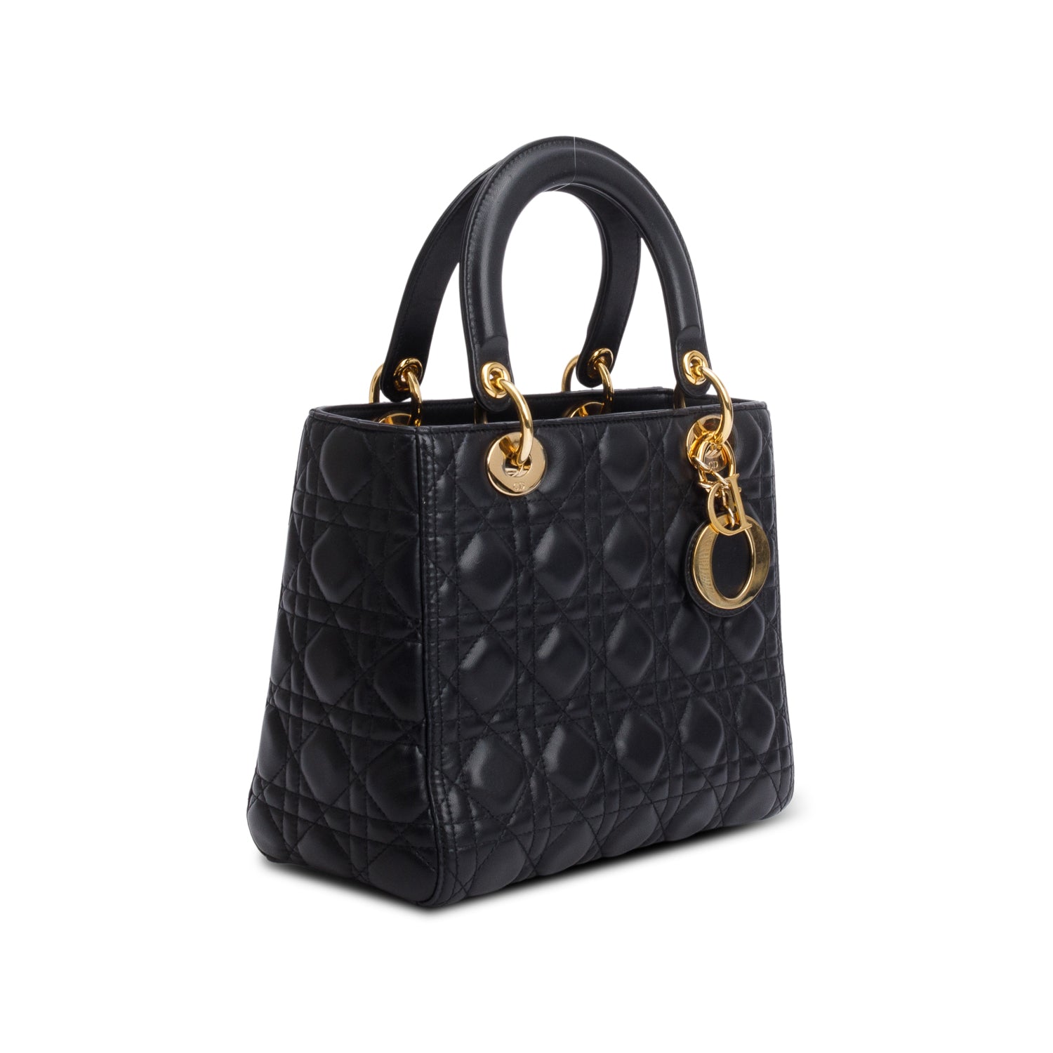 Dior Christian Cannage Lambskin Lady Bag Leather Black Travel Bag Dior Bag