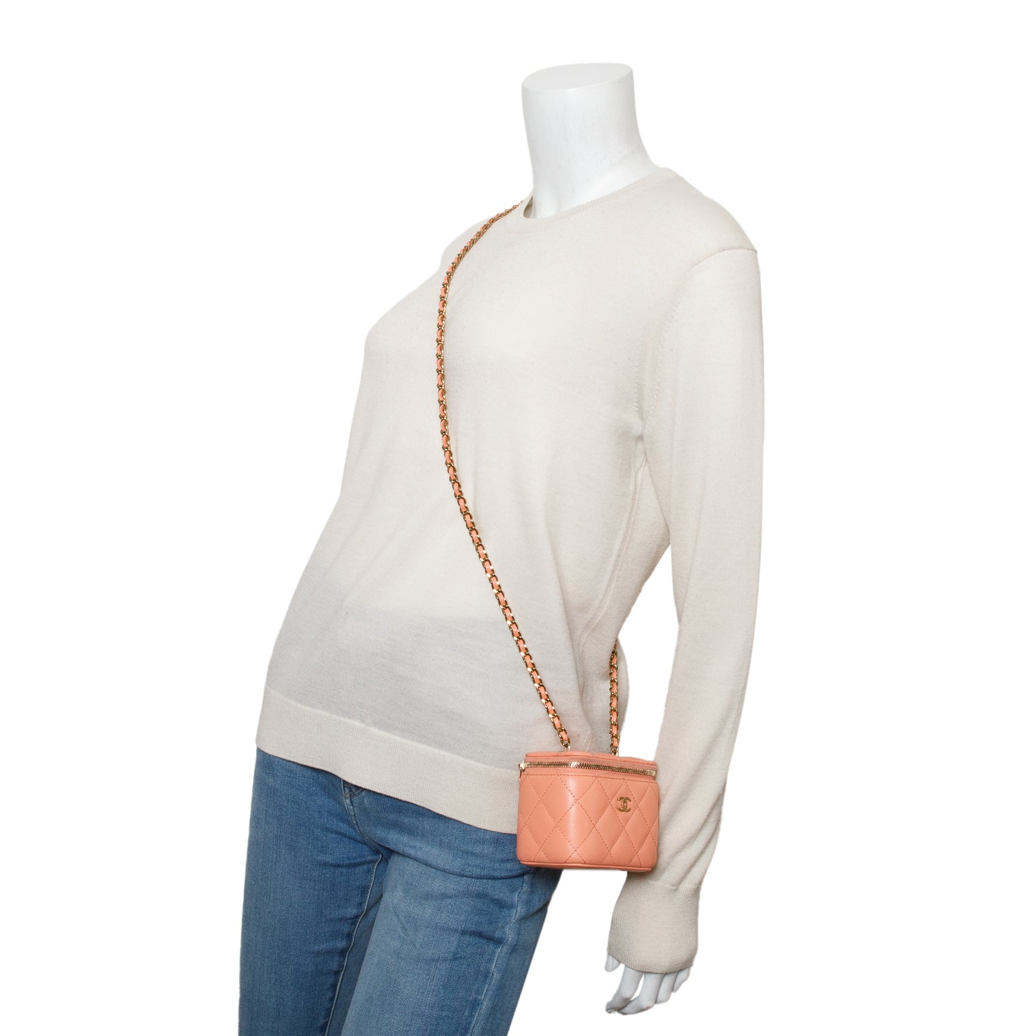 Chanel Quilted Extra Vanity Lambskin Pink Travel Bag