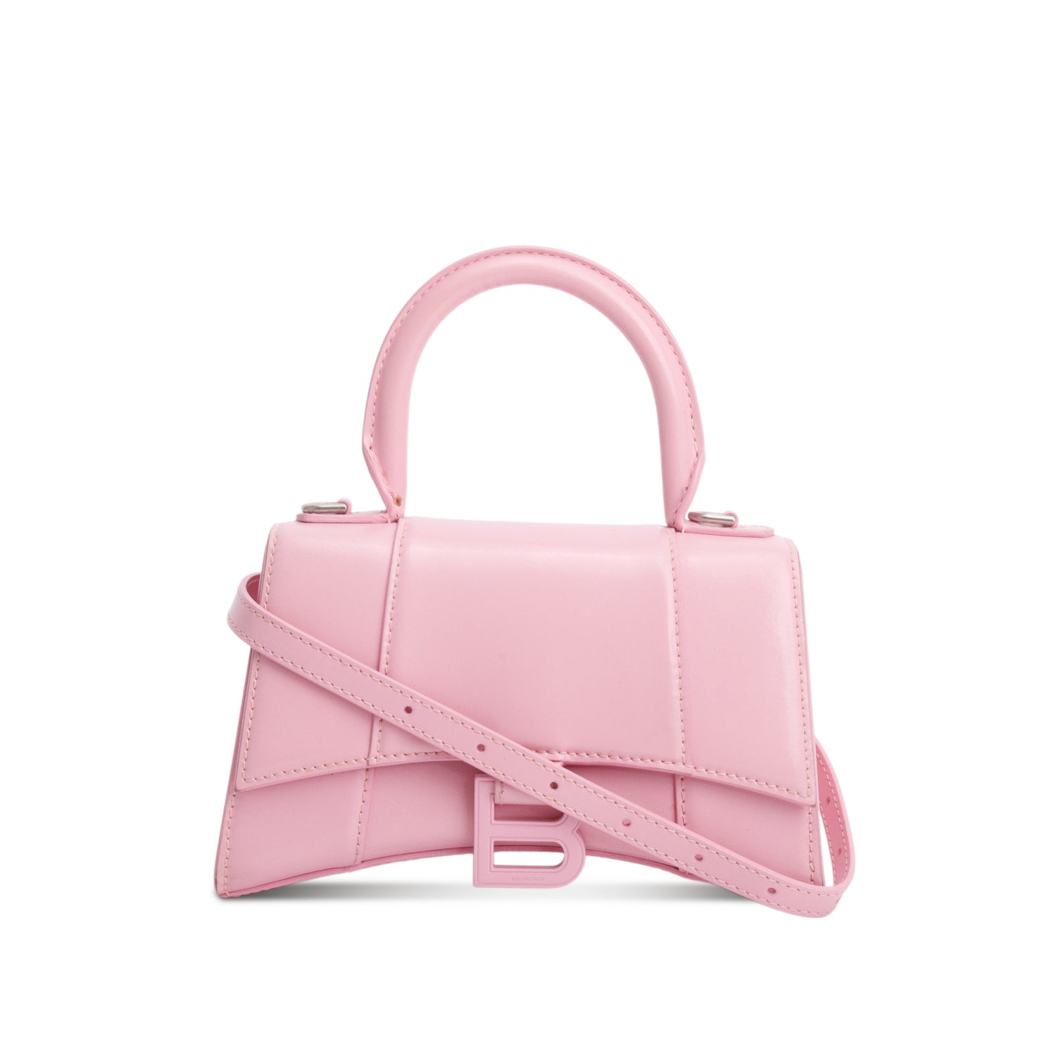 Balenciaga Shiny Box Calfskin Xs Hourglass Top Handle Leather Pink Travel Bag