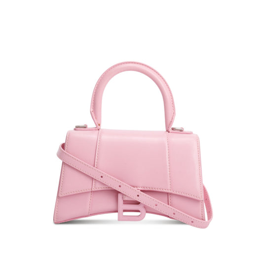 Balenciaga Shiny Box Calfskin Xs Hourglass Top Handle Leather Pink Travel Bag