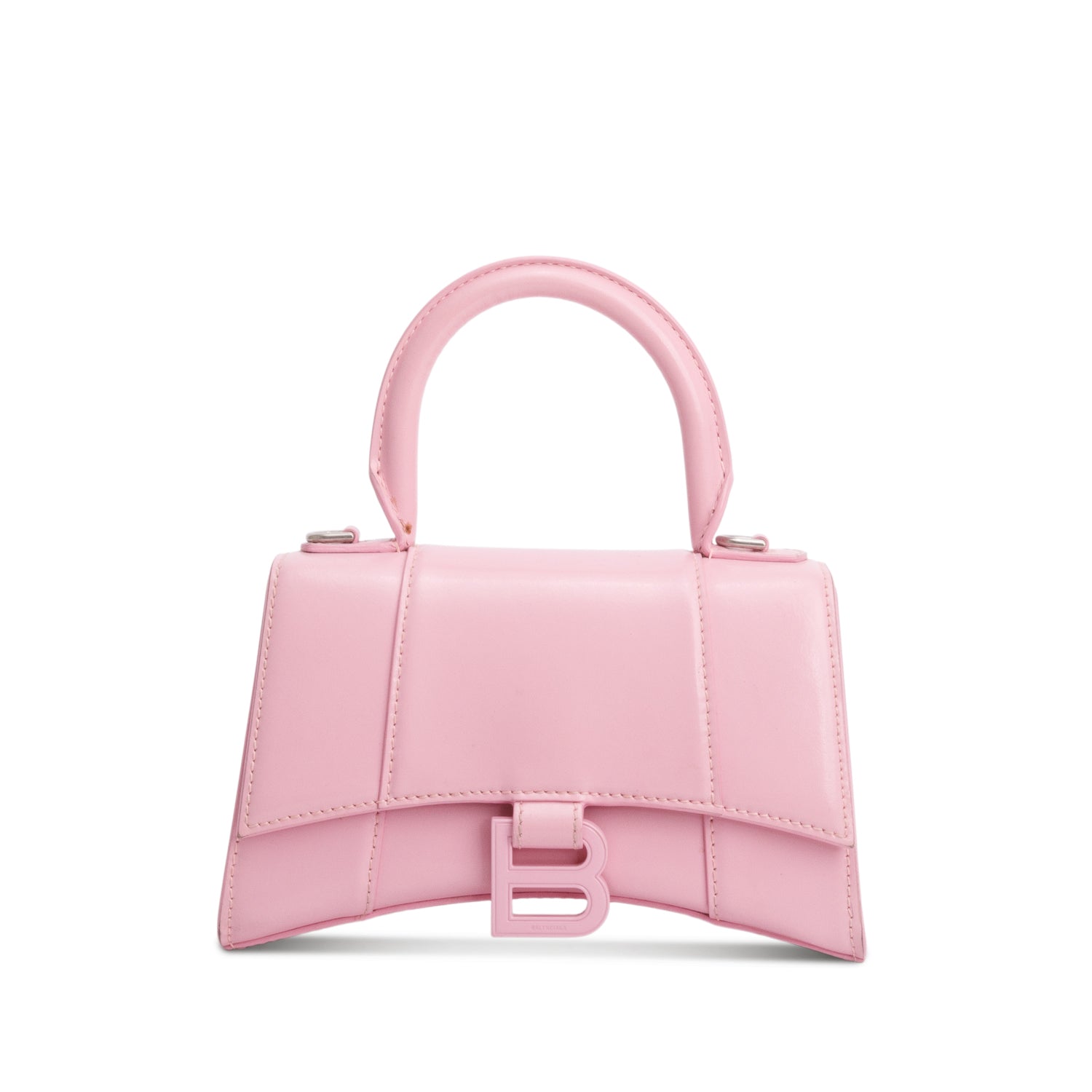Balenciaga Shiny Box Calfskin Xs Hourglass Top Handle Leather Pink Travel Bag