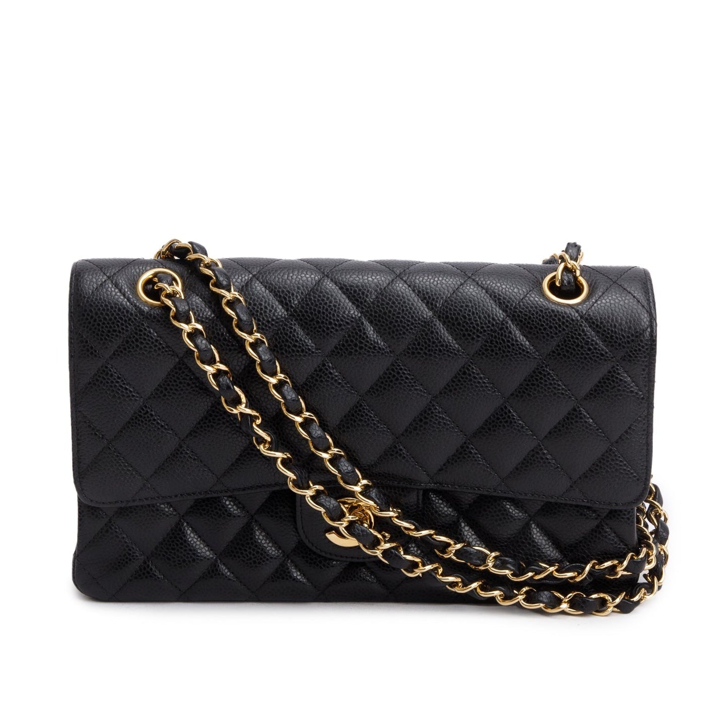 Chanel Caviar Classic Double Flap Black Travel Bag 10