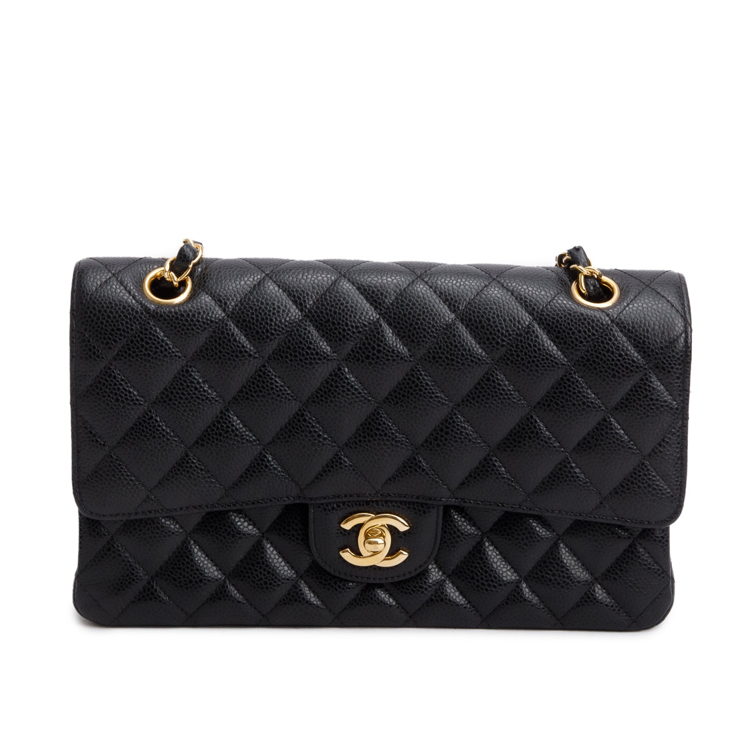 Chanel Caviar Classic Double Flap Black Travel Bag 10