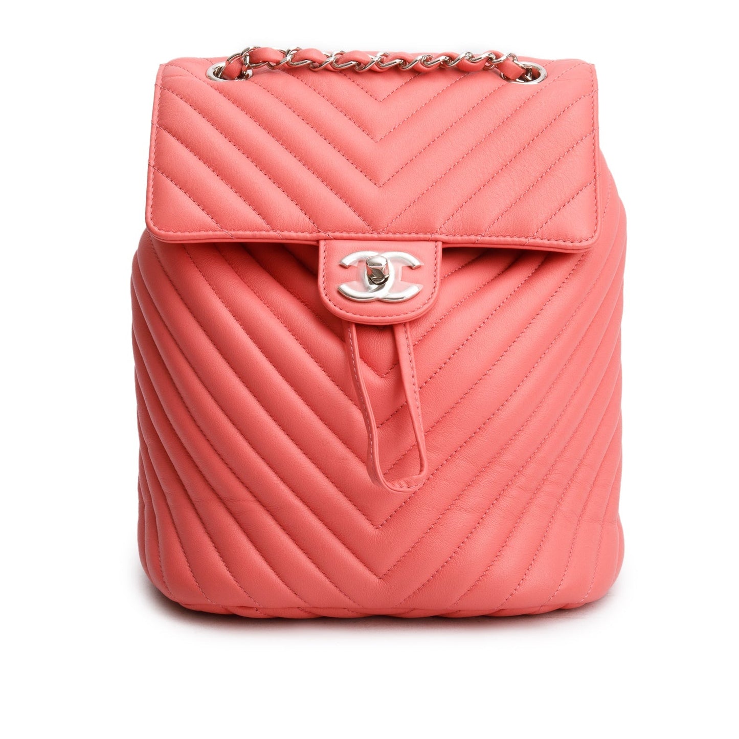 Chanel Chevron Quilted Urban Spirit Backpack Lambskin Pink Travel Bag
