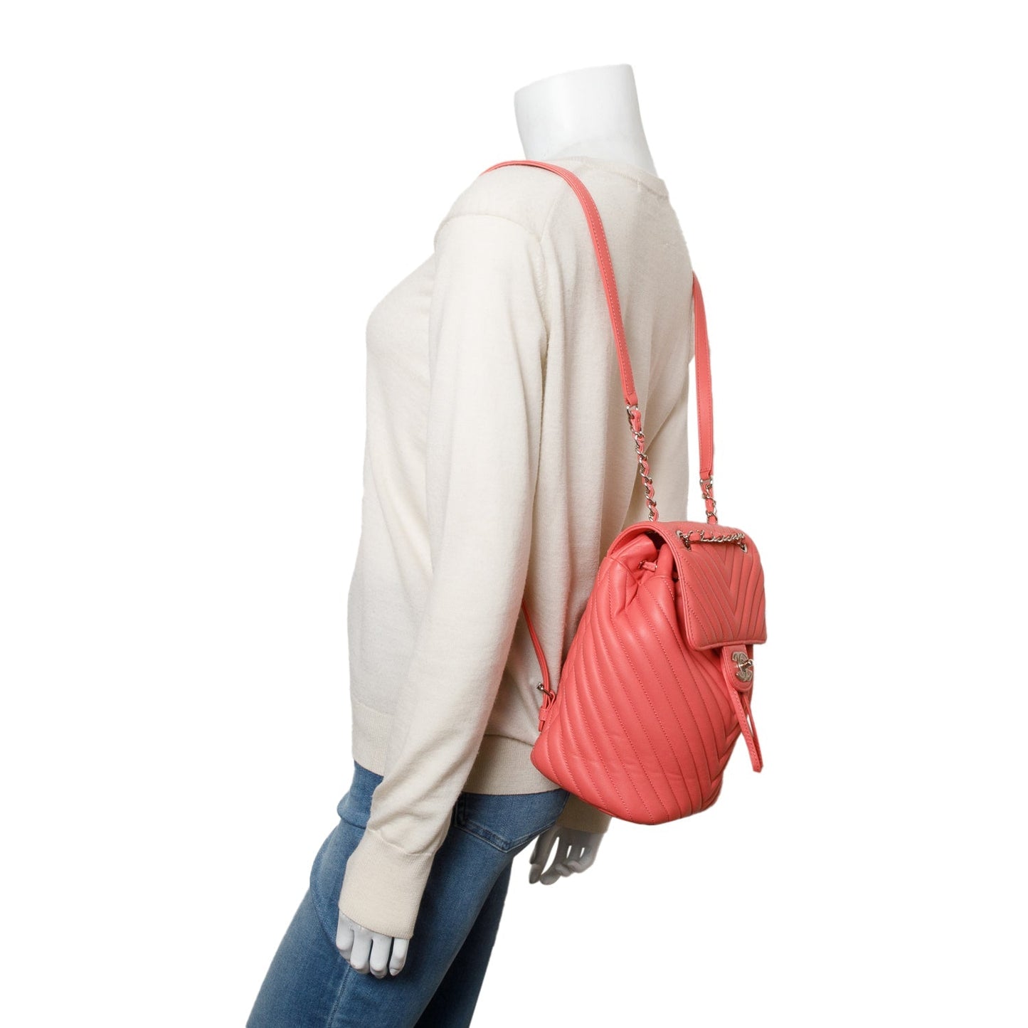 Chanel Chevron Quilted Urban Spirit Backpack Lambskin Pink Travel Bag