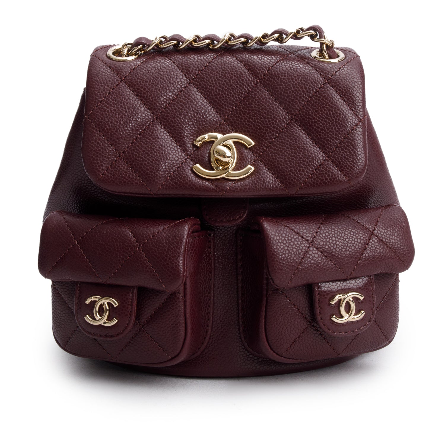 Chanel Burgundy Caviar Duma Backpack Travel Bag