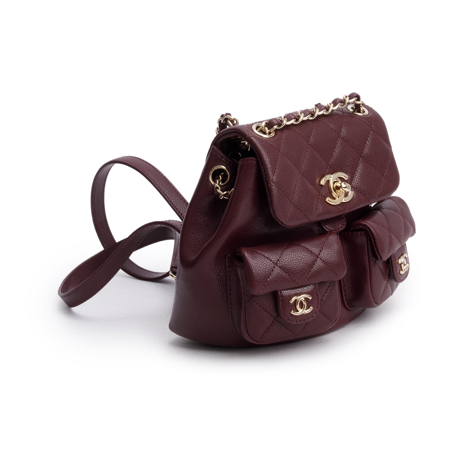Chanel Burgundy Caviar Duma Backpack Travel Bag
