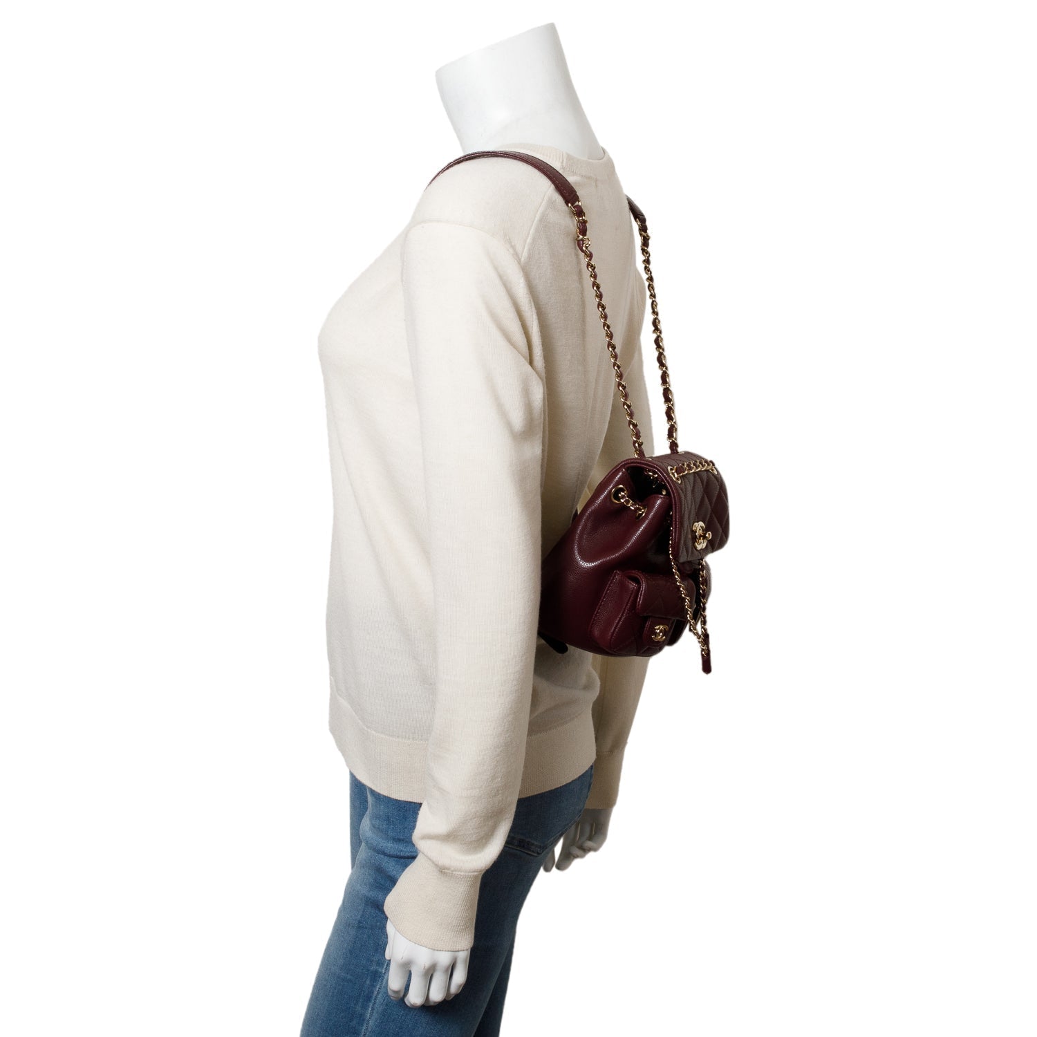 Chanel Burgundy Caviar Duma Backpack Travel Bag