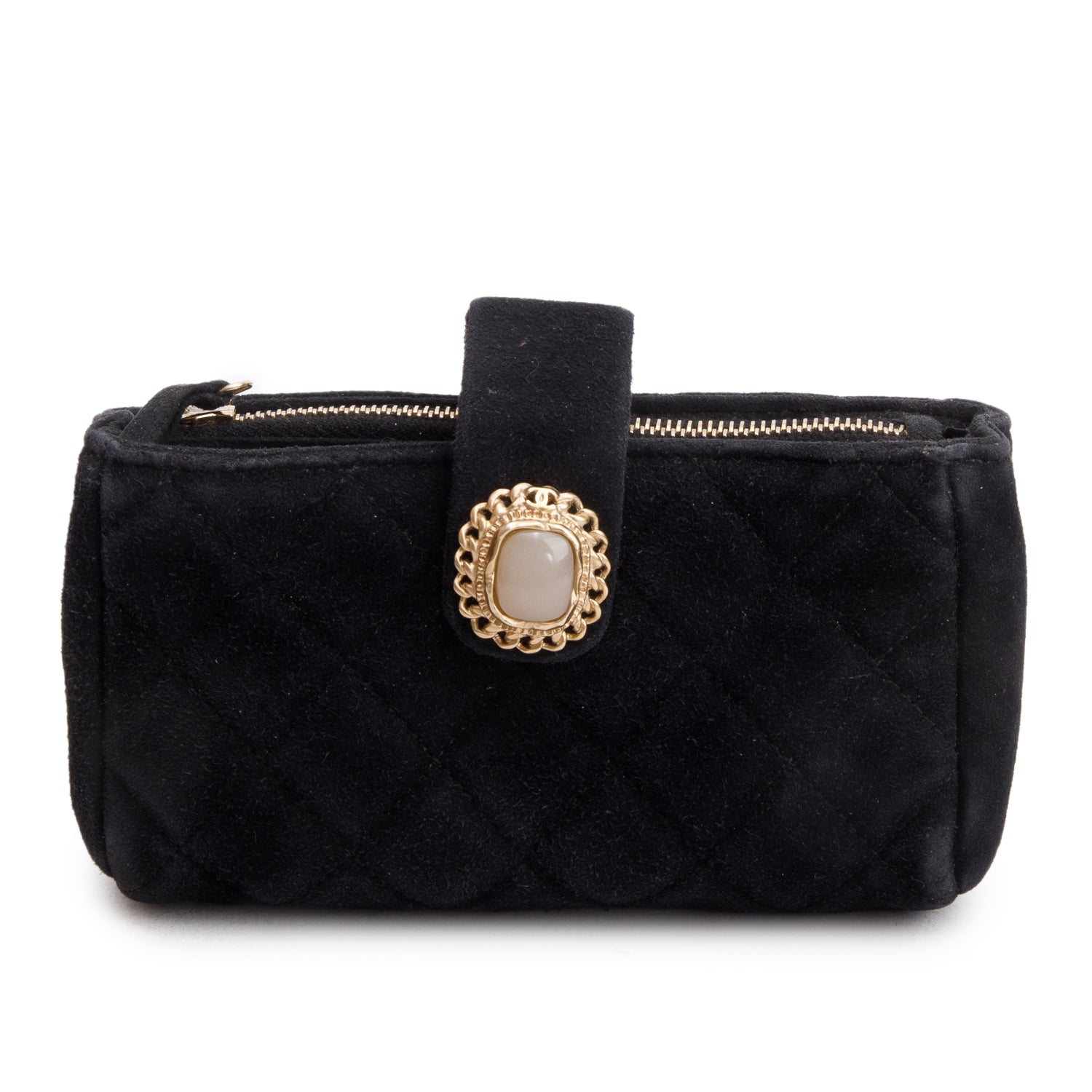 Louis Vuitton Chanel Velvet O-Phone Holder Black Travel Bag Authenticity Card