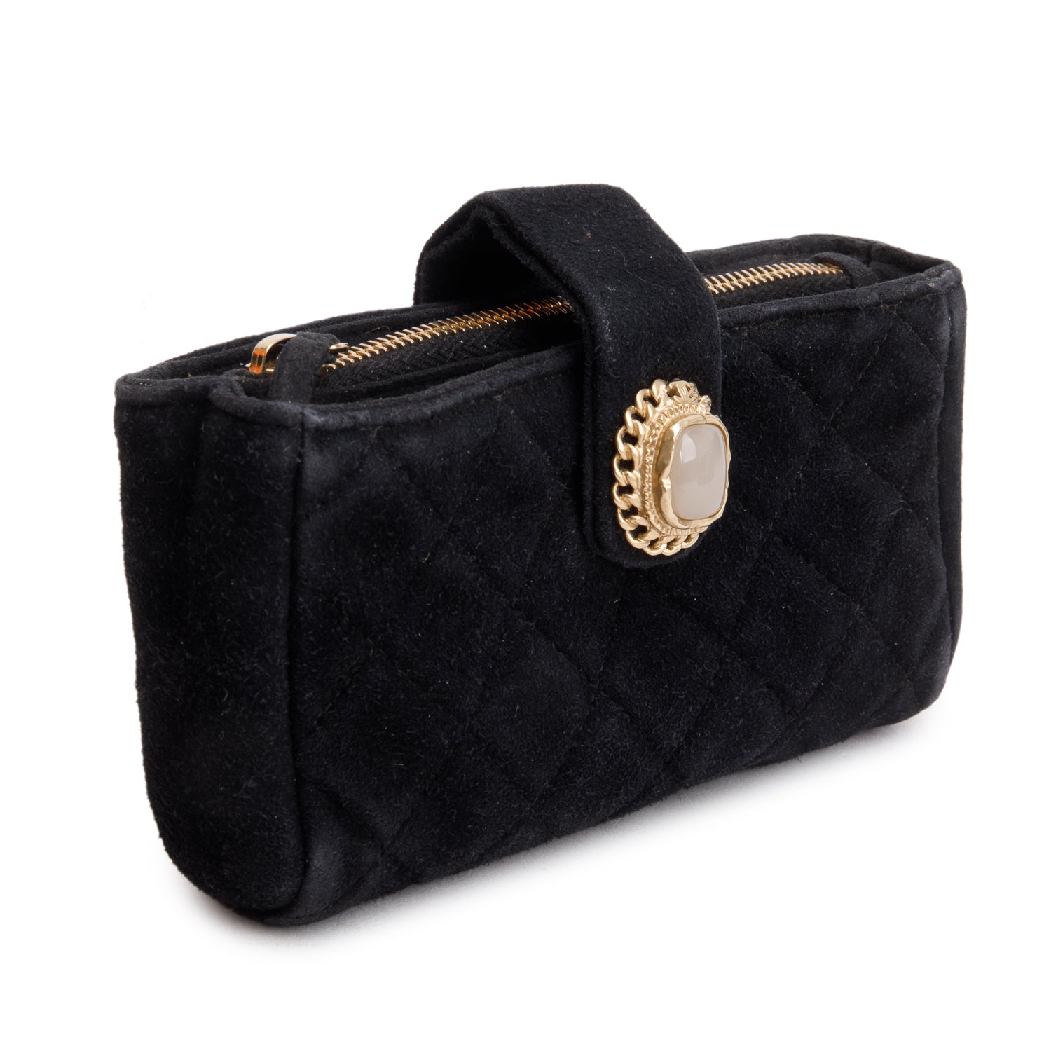 Louis Vuitton Chanel Velvet O-Phone Holder Black Travel Bag Authenticity Card