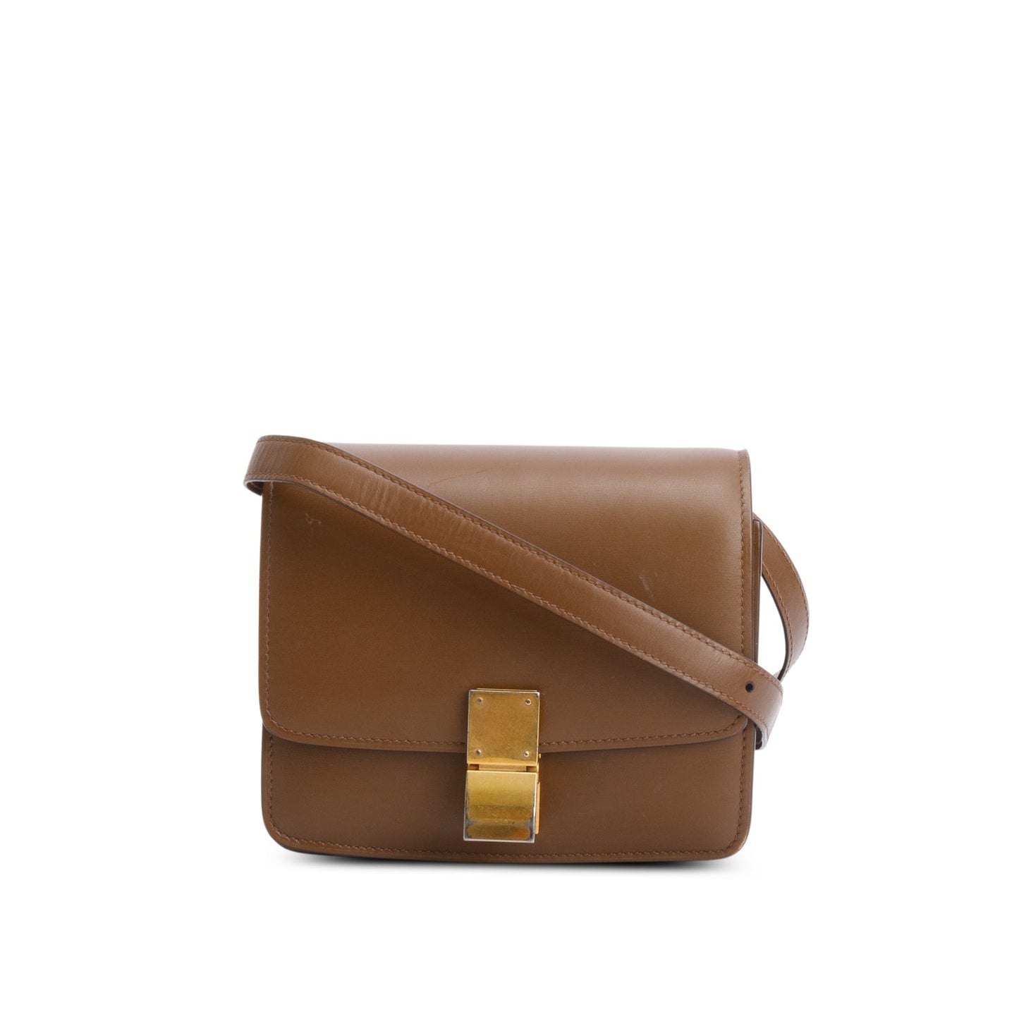Celine Smooth Calfskin Classic Box Bag Brown Small Travel Bag