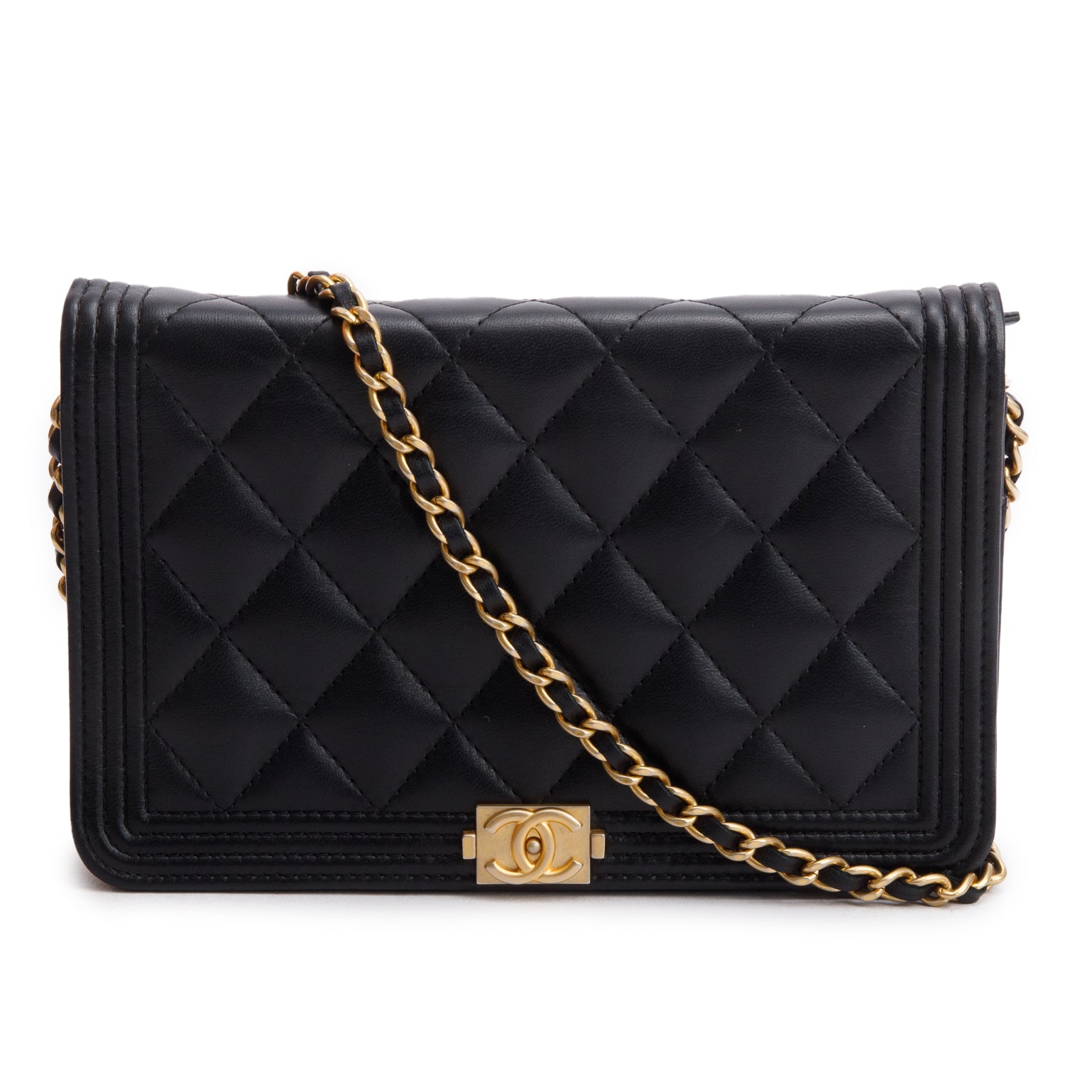Chanel Boy on Leather Lambskin Black Wallet Case 3