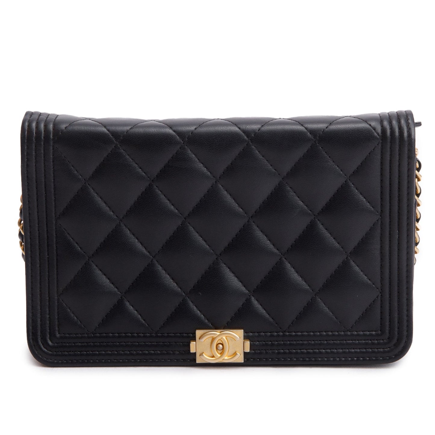 Chanel Boy on Leather Lambskin Black Wallet Case 3