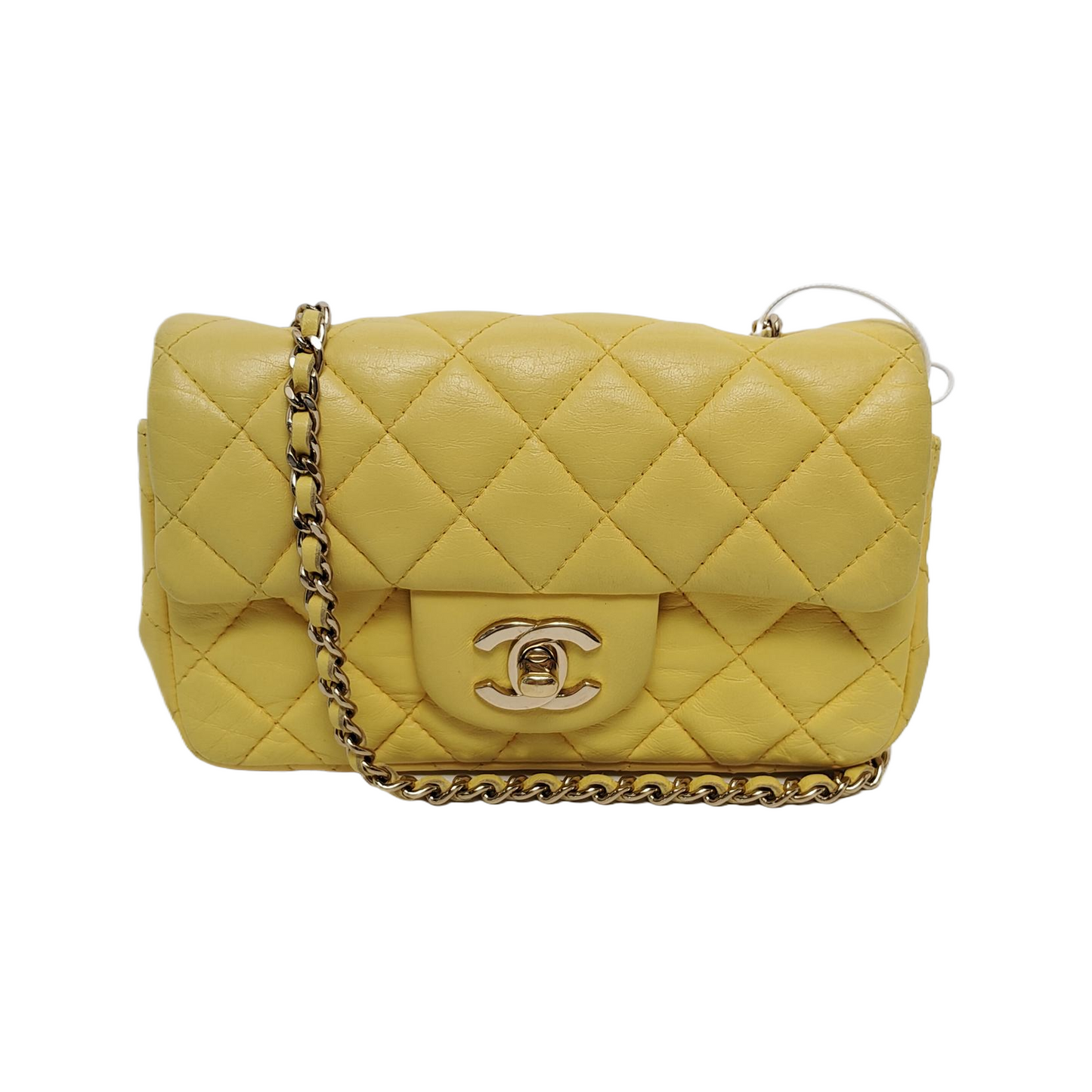 Chanel Classic Flap Super Yellow Lambskin Hardware Gold Mini Bag