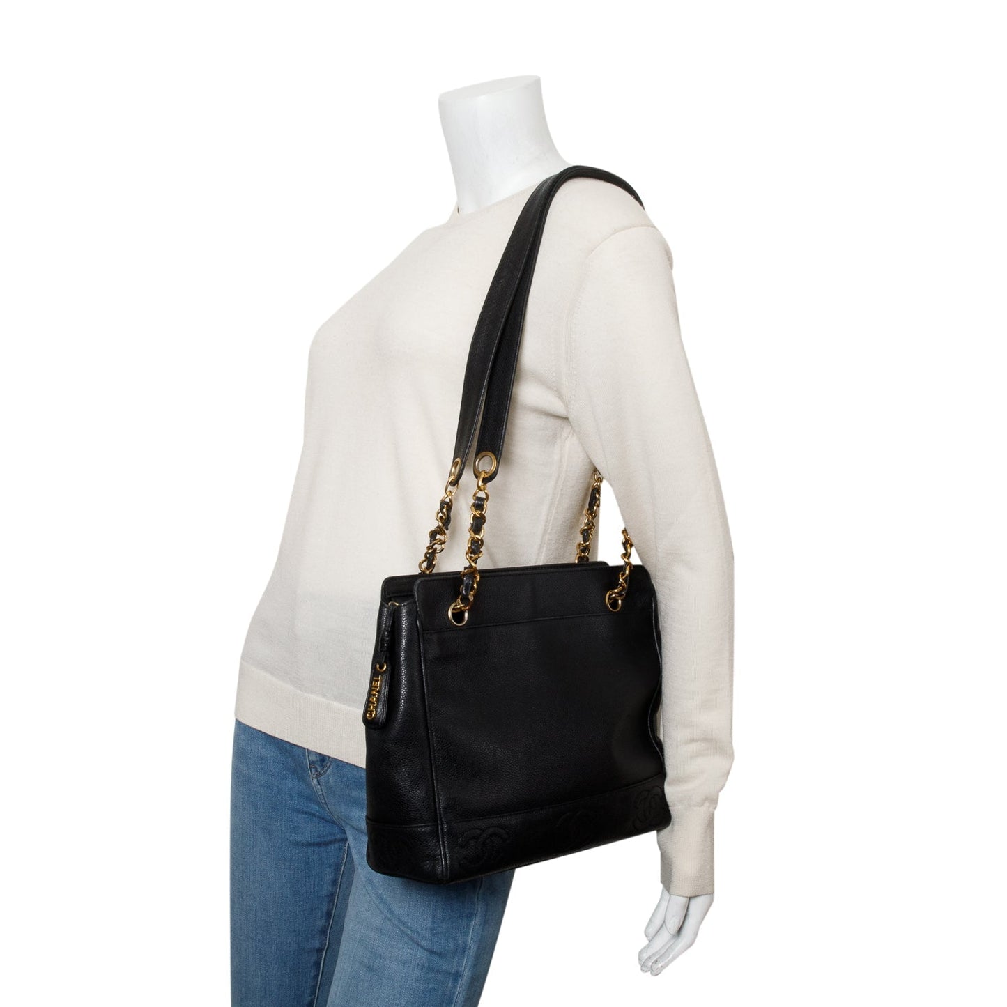 Chanel Caviar Triple CC Leather Black Travel Bag Cc Tote