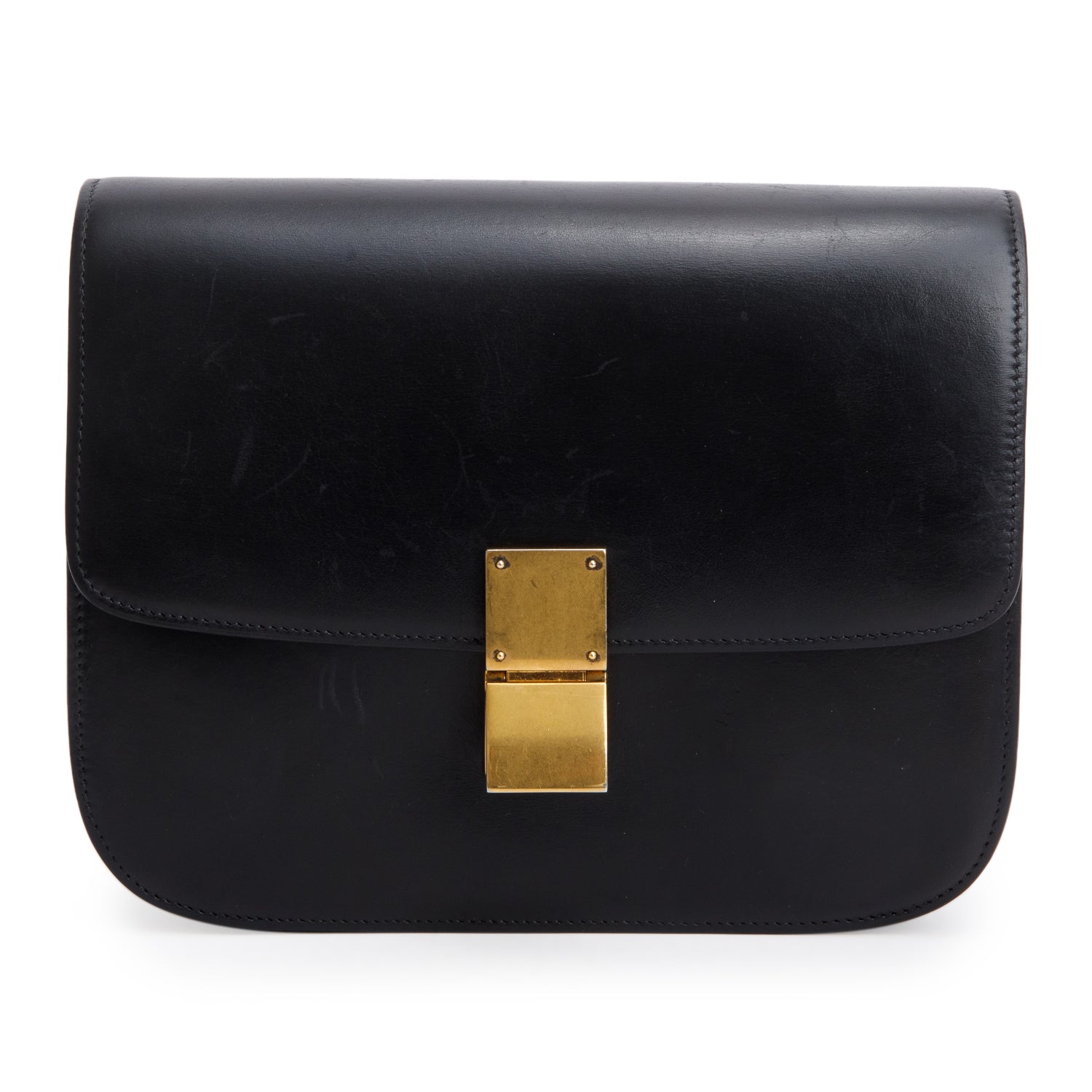 Celine Box Calfskin Classic Box Bag Black Medium Travel Bag