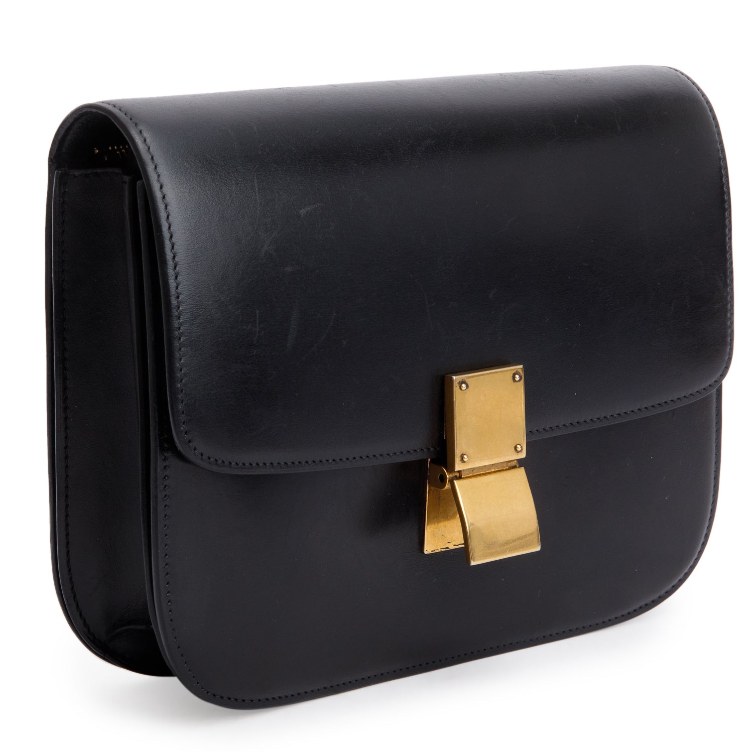 Celine Box Calfskin Classic Box Bag Black Medium Travel Bag