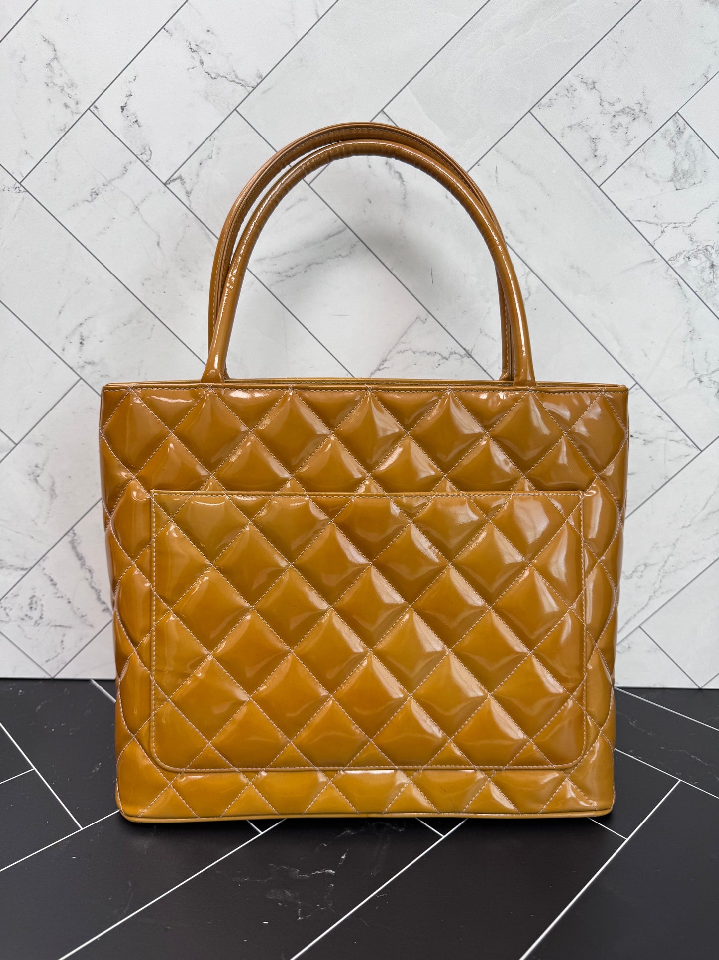 Chanel Gold Patent Leather Shoulder Bag