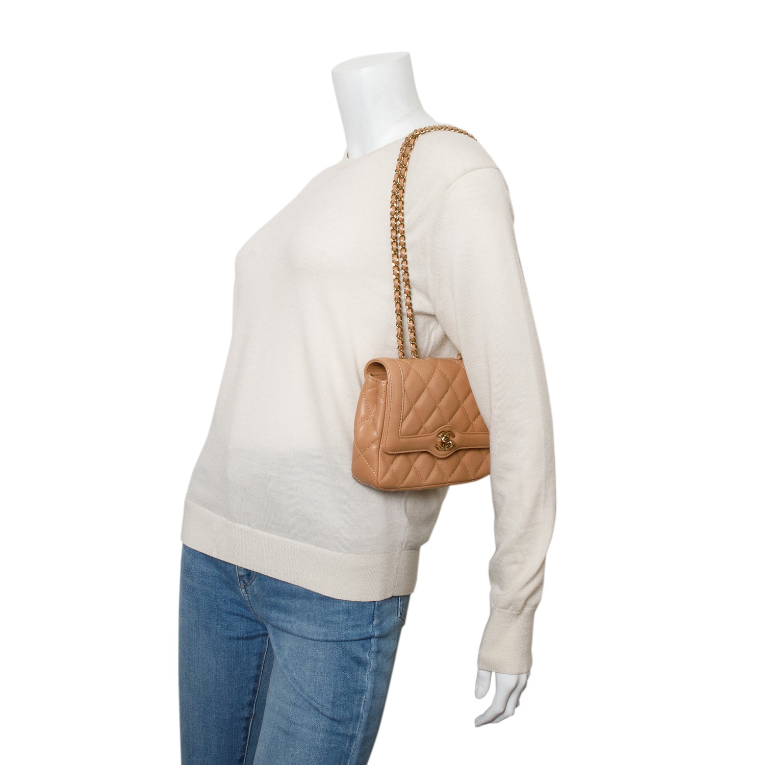 Chanel Hold Line Flap Lambskin Brown Travel Bag