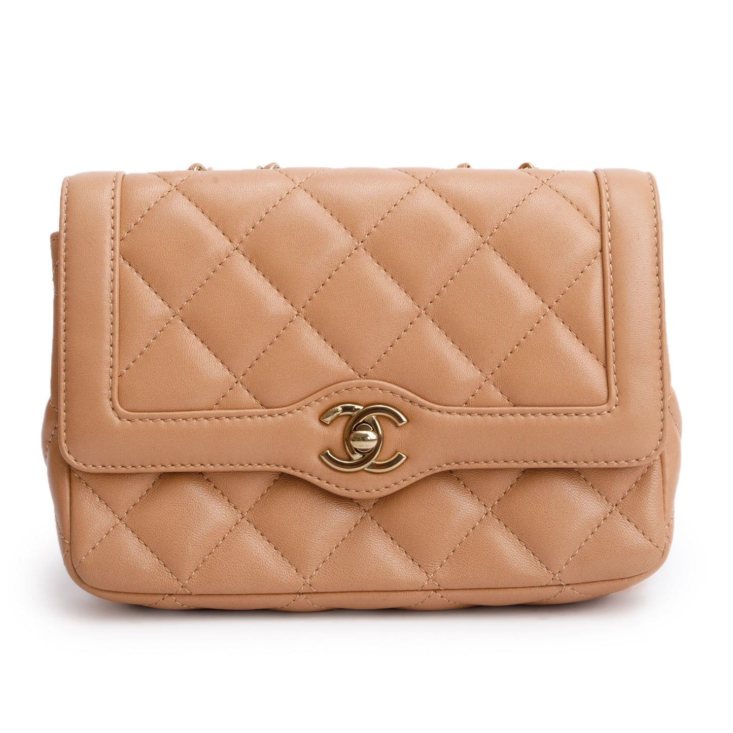 Chanel Hold Line Flap Lambskin Brown Travel Bag