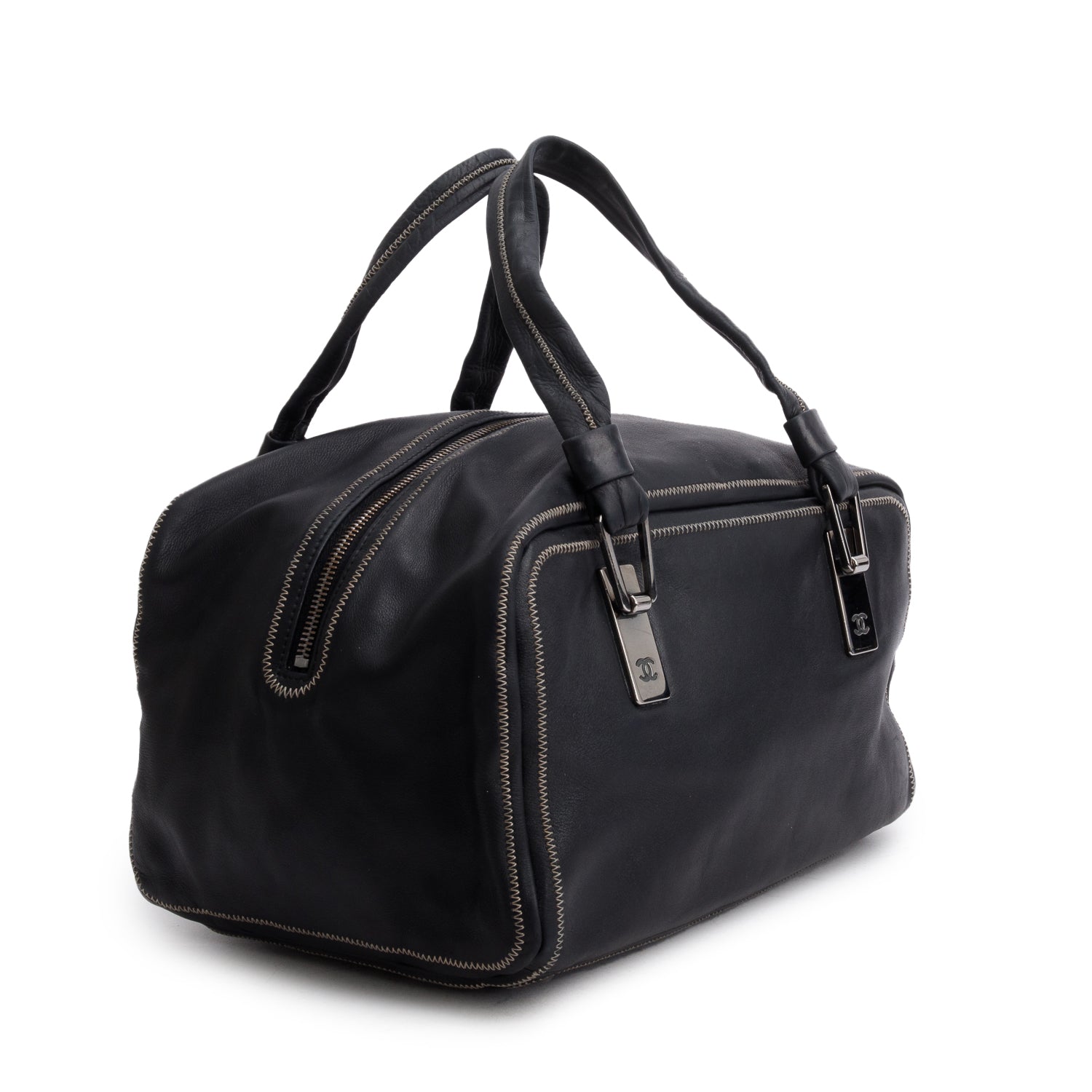 Chanel Bowler Lambskin Black Travel Bag