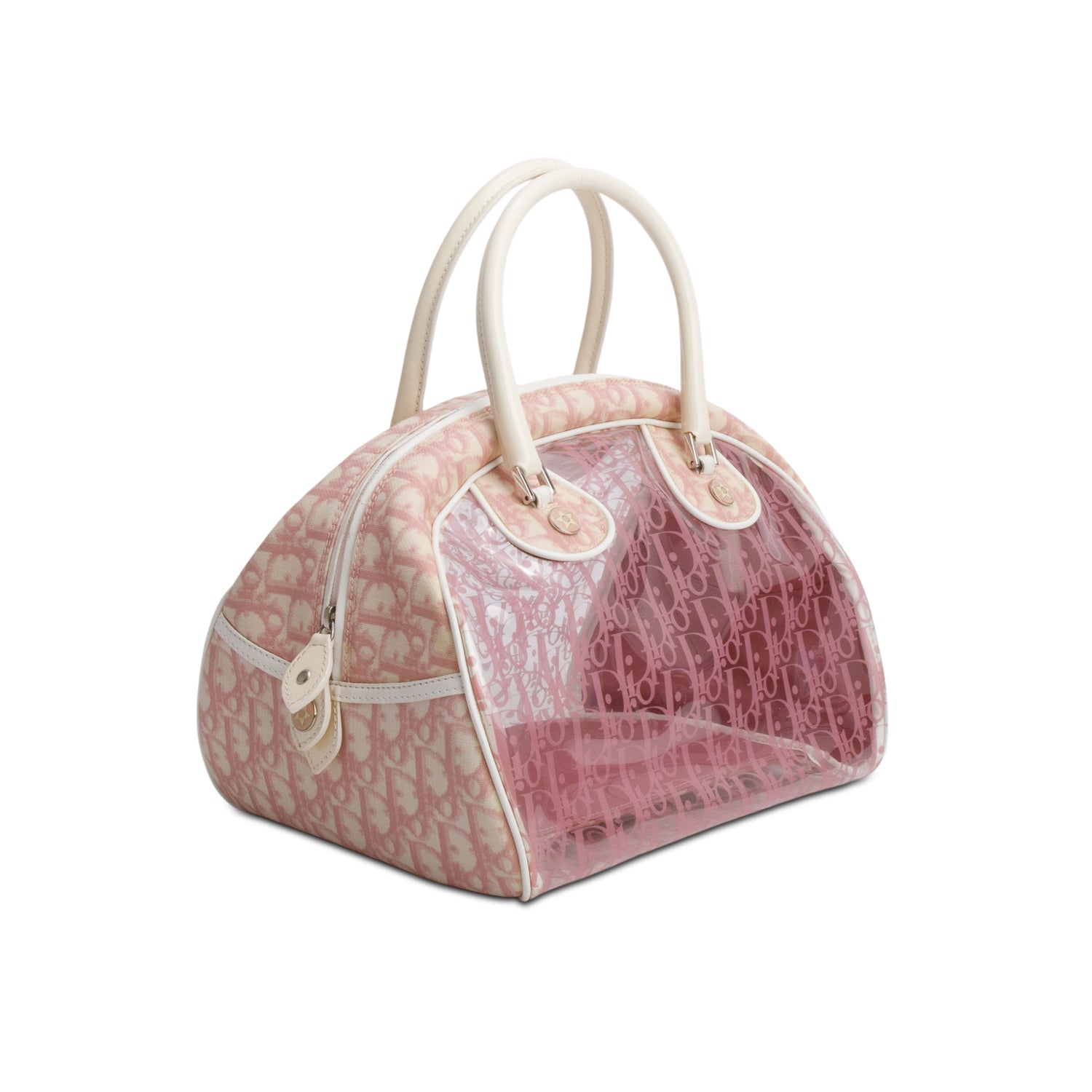 Dior Christian Vinyl rissimo Girly Bowler Bag Pink Travel Bag
