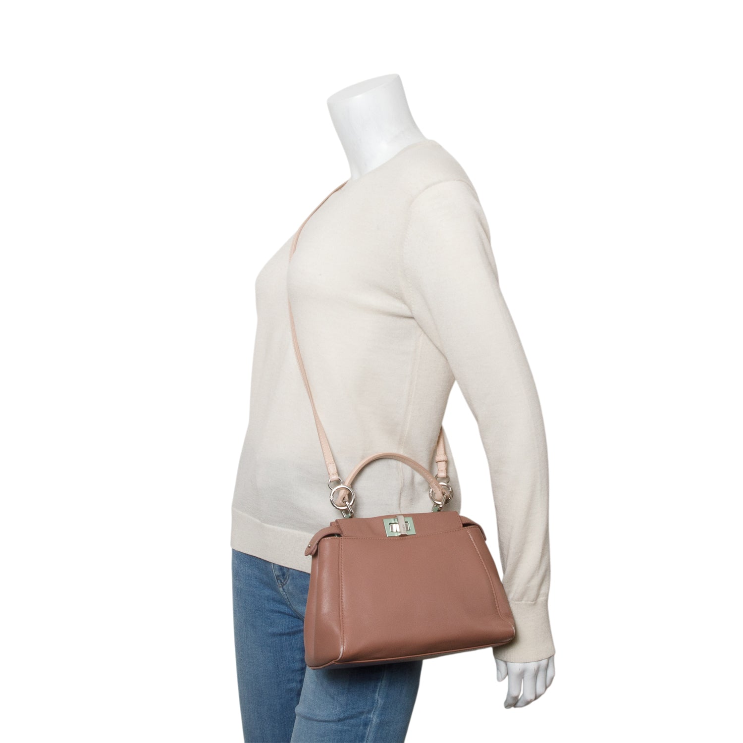 Fendi Nappa Colorblock Peekaboo Iconic Satchel Leather Pink Travel Bag