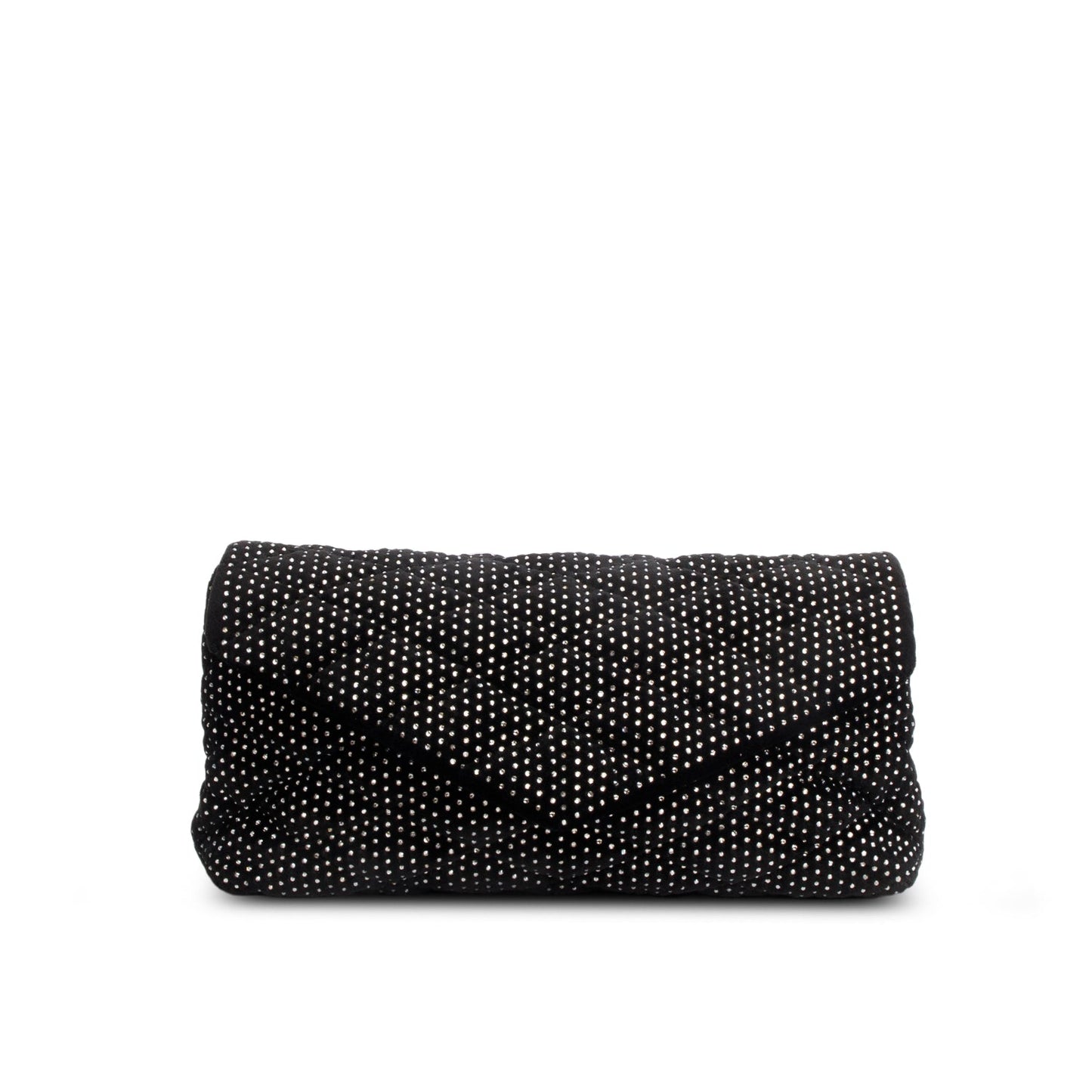 YSL Saint Laurent Velvet Crystal Sade Puffer Envelope Clutch Black Large Clutch Bag