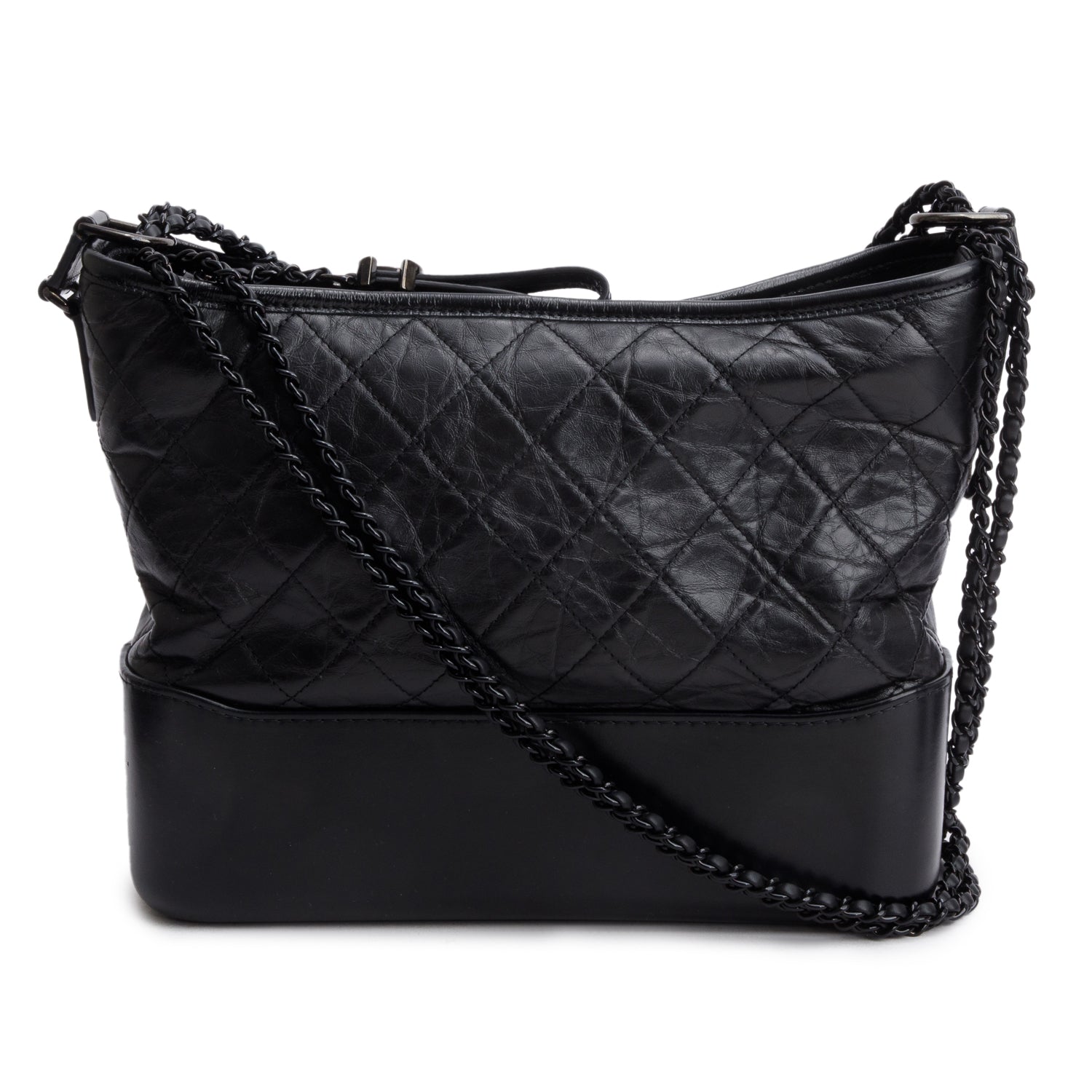 Chanel Aged Gabrielle Hobo Leather Calfskin Black Travel Bag Gabrielle Hobo