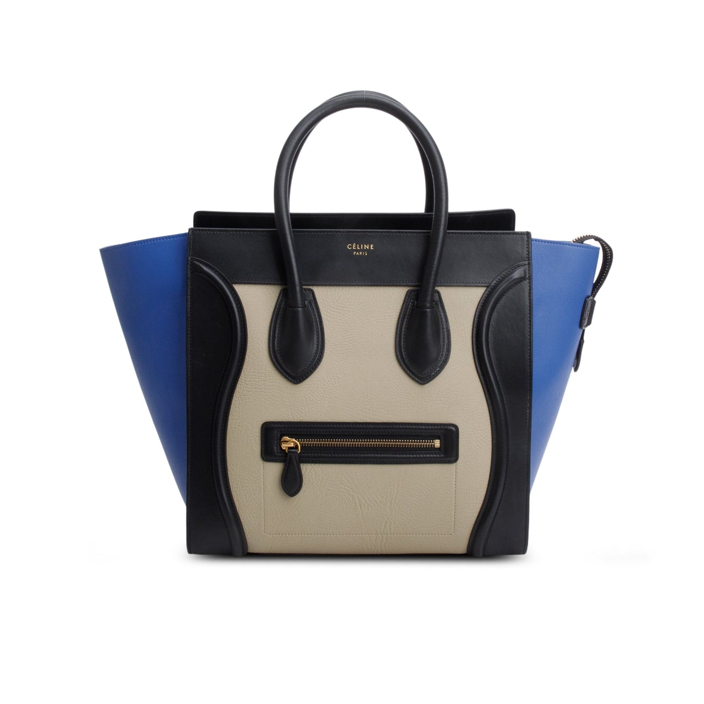 Celine Tri Color Elephant Calfskin Luggage Tote Handbag Mini Tote Bag