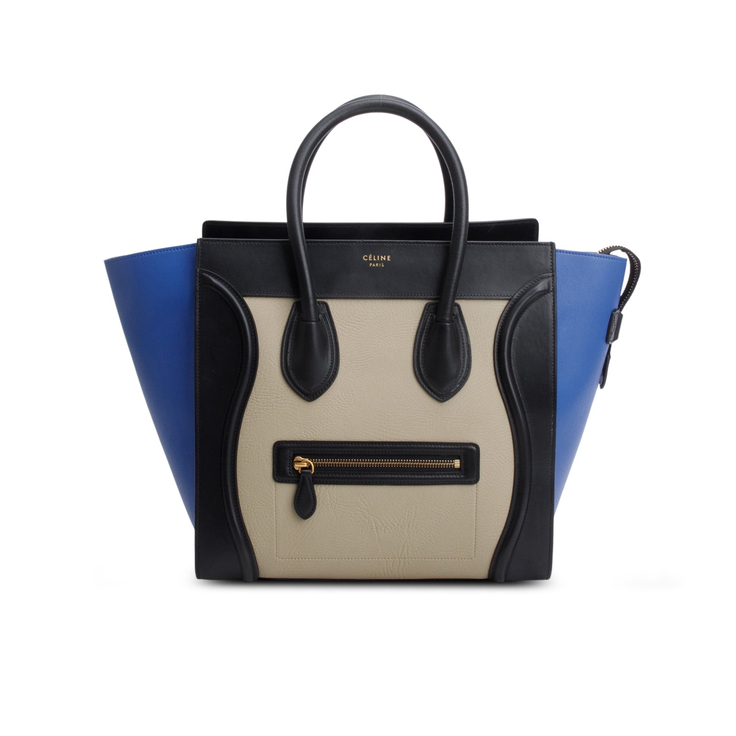 Celine Tri Color Elephant Calfskin Luggage Tote Handbag Mini Tote Bag