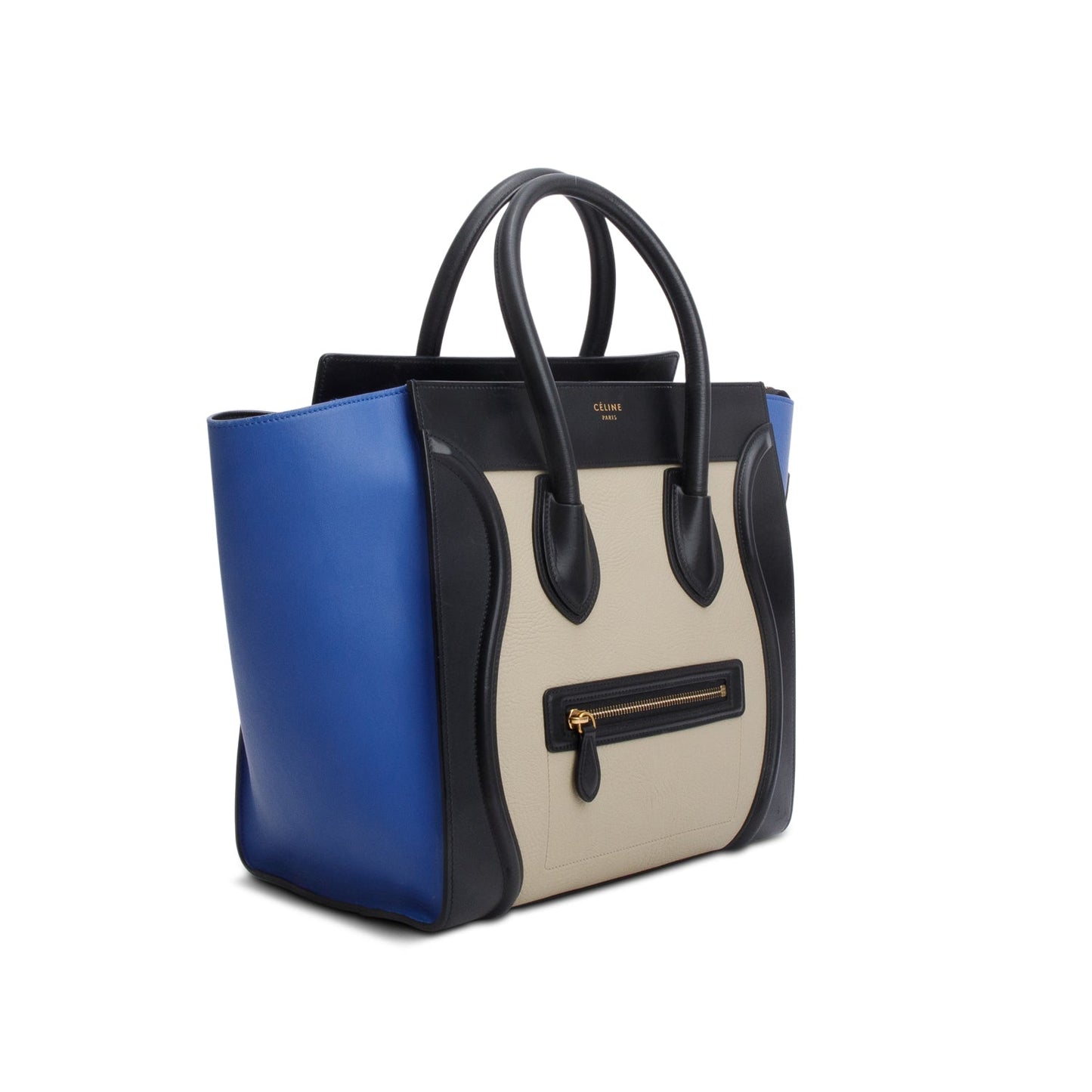 Celine Tri Color Elephant Calfskin Luggage Tote Handbag Mini Tote Bag