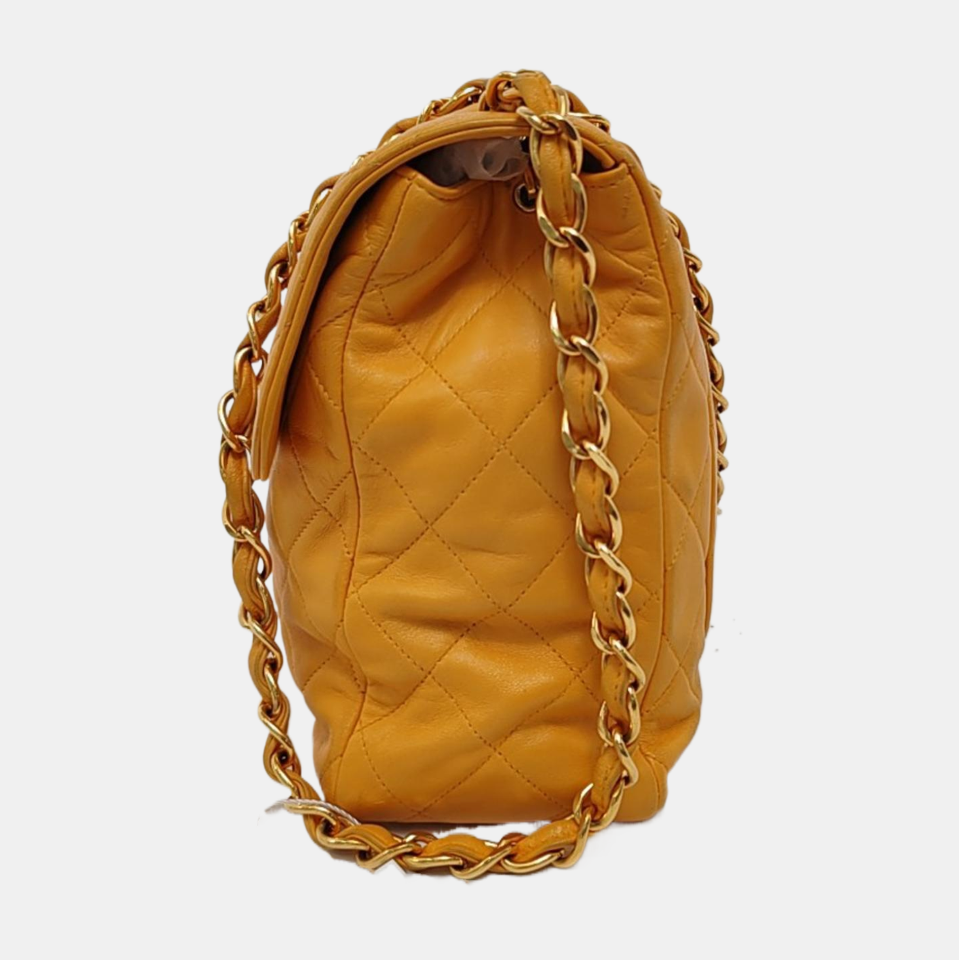 Chanel Jumbo Single Flap Single Yellow Lambskin Gold Handbag
