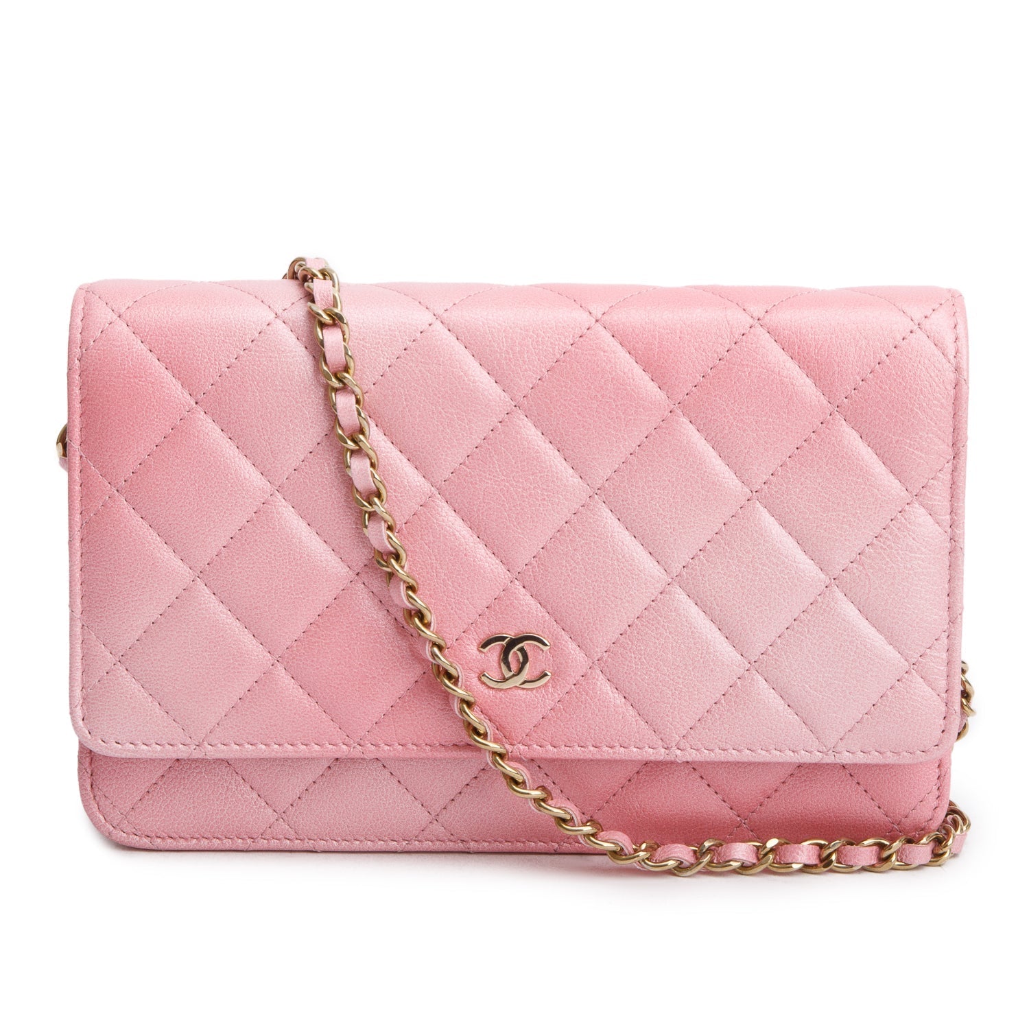 Chanel Cloudy Pearly Goatskin Quilted on Pink Wallet Case