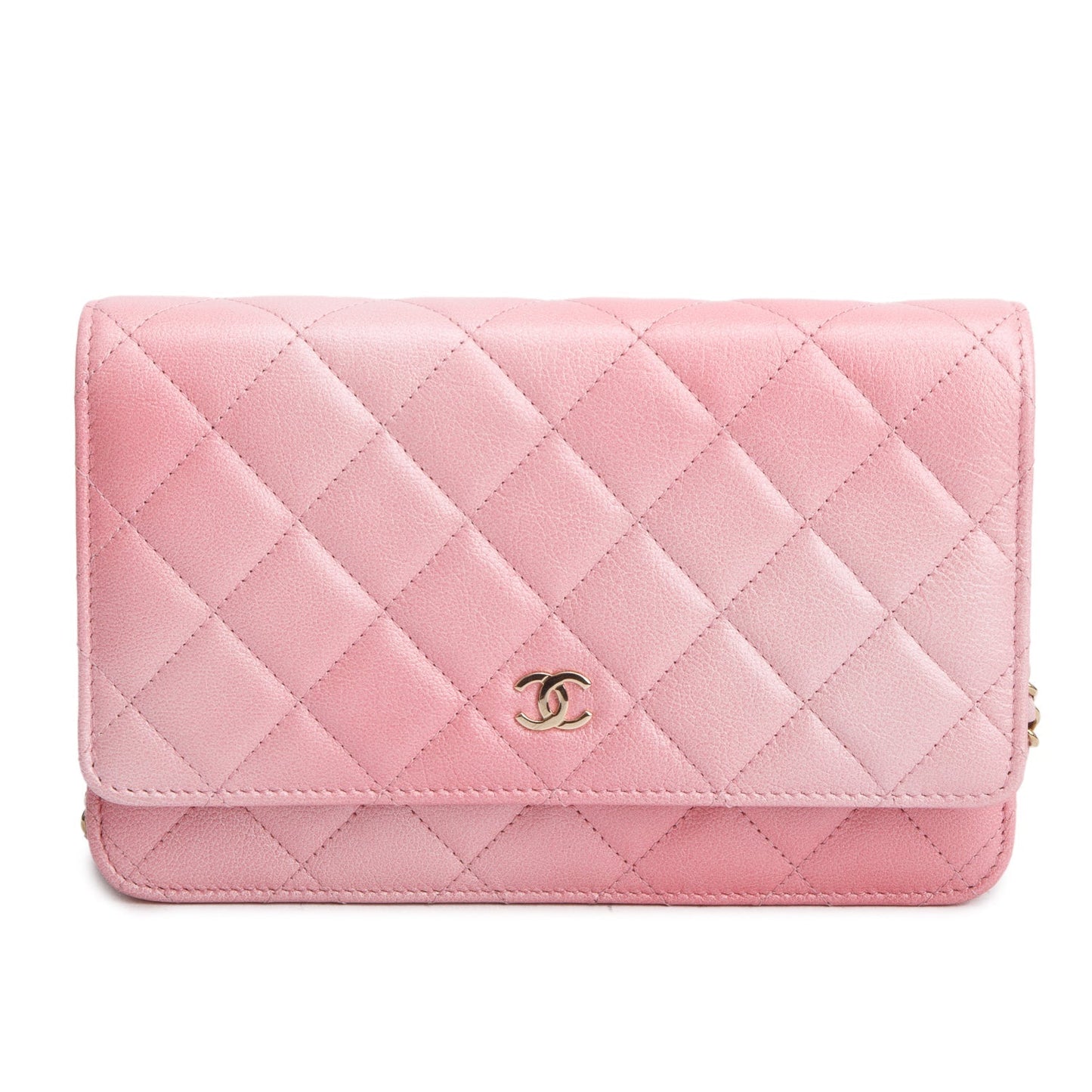 Chanel Cloudy Pearly Goatskin Quilted on Pink Wallet Case