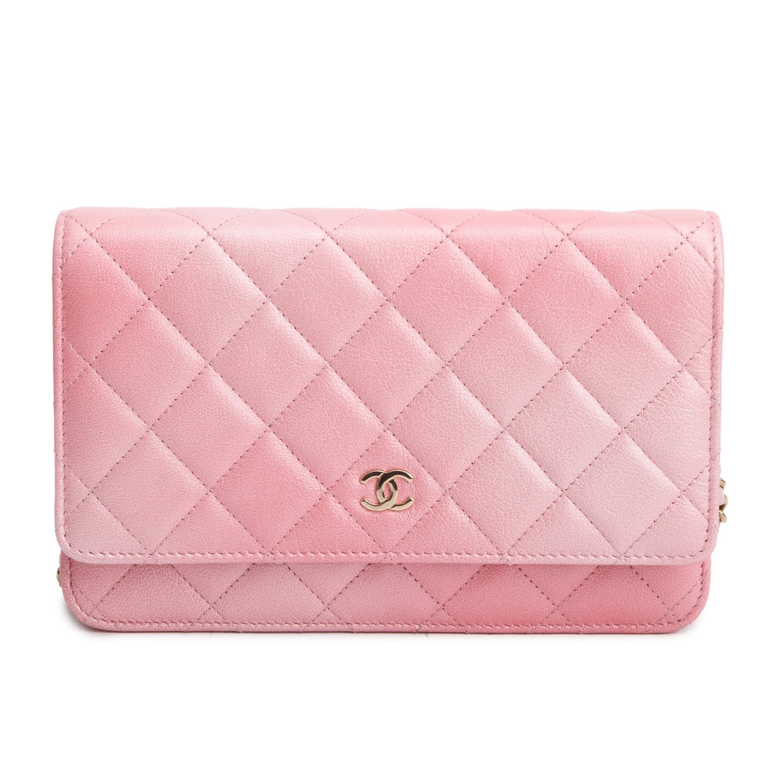 Chanel Cloudy Pearly Goatskin Quilted on Pink Wallet Case