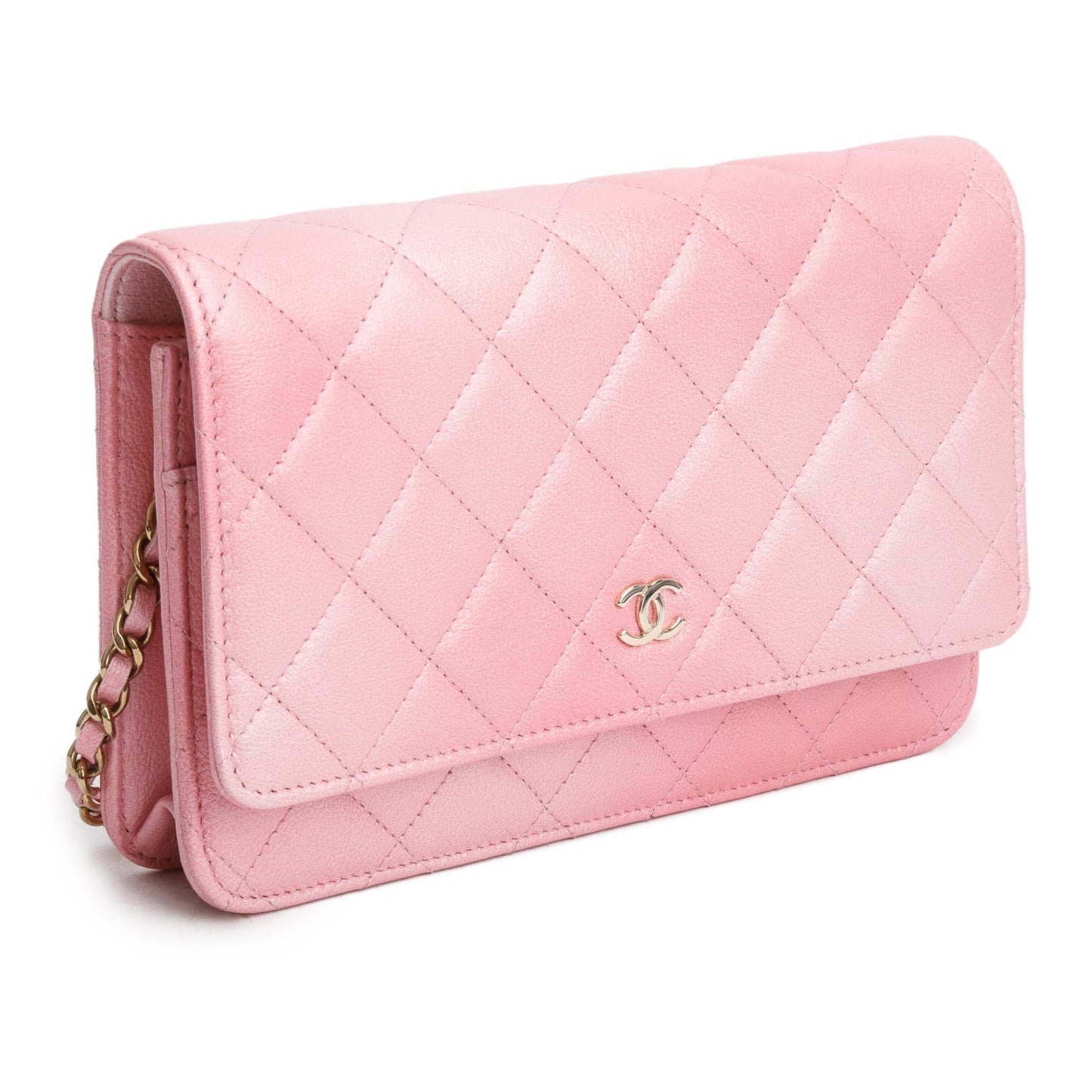 Chanel Cloudy Pearly Goatskin Quilted on Pink Wallet Case