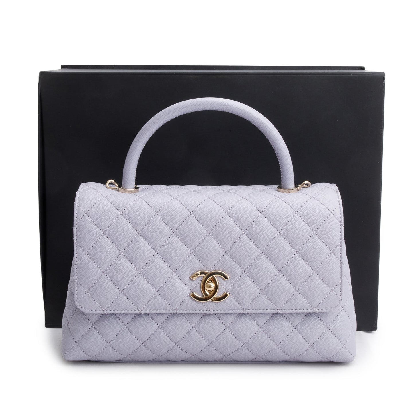 Chanel Purple Caviar Quilted Coco Handle Travel Bag