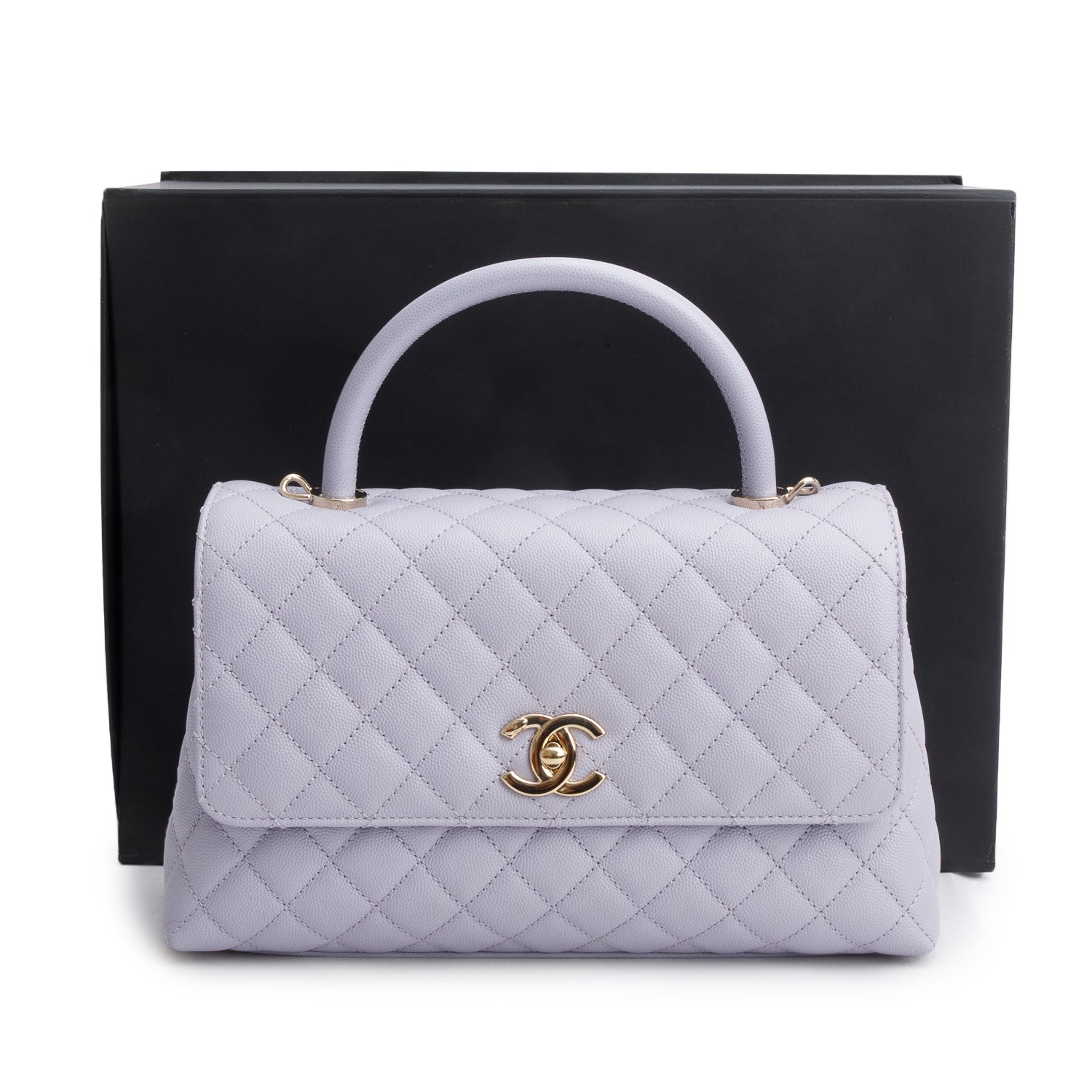 Chanel Purple Caviar Quilted Coco Handle Travel Bag