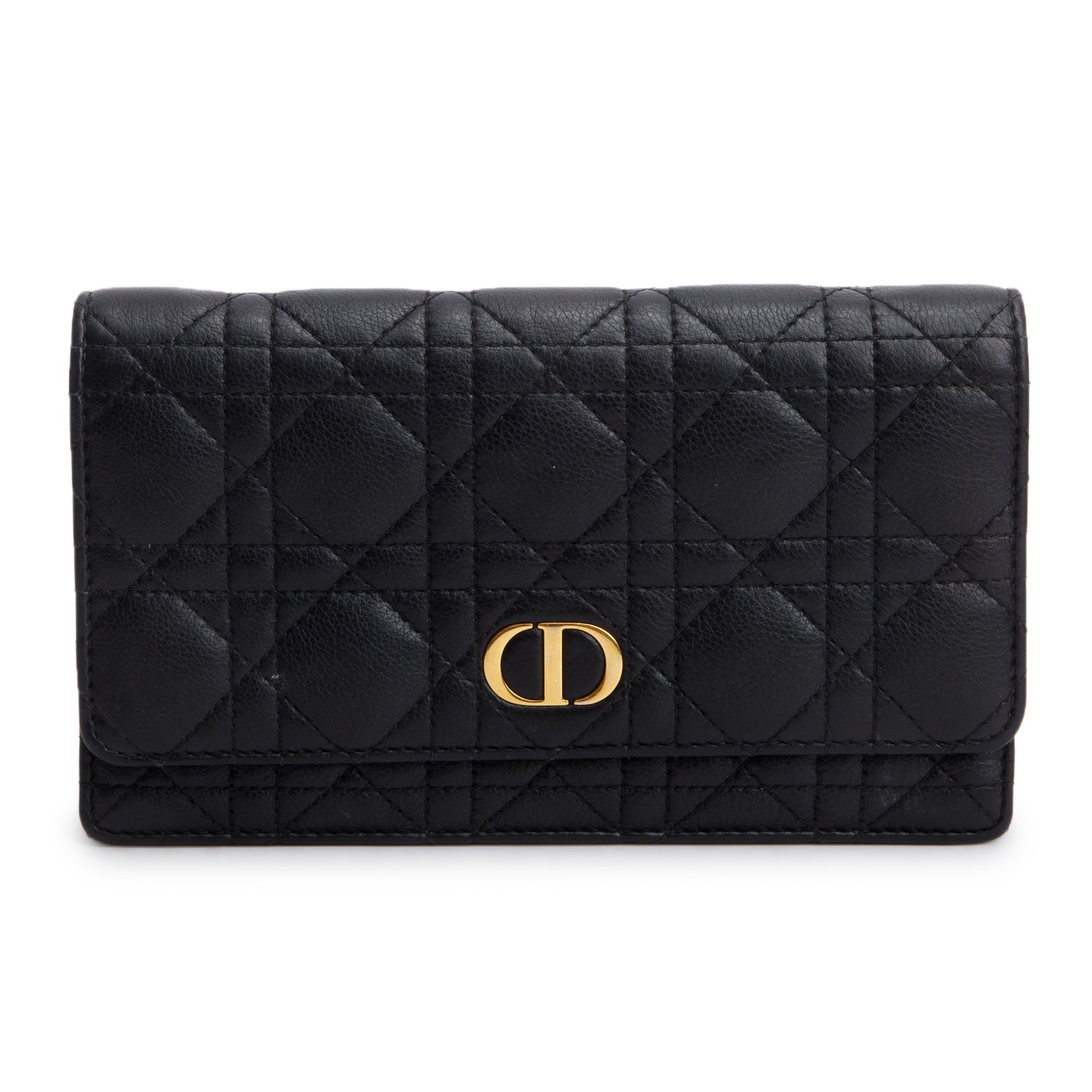 Dior Christian Supple Calfskin Caro Pouch Handbag Black Travel Bag
